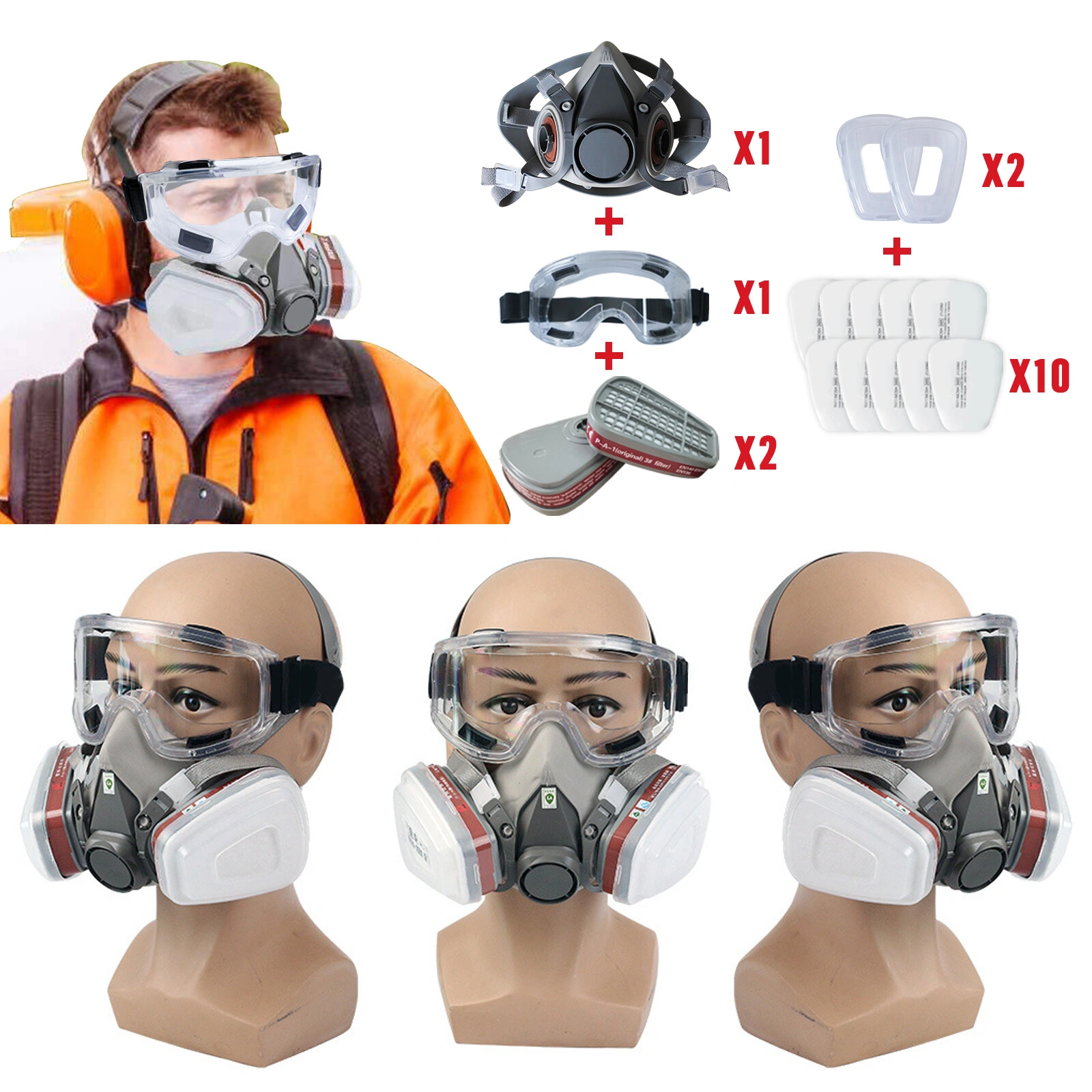 16 in 1 Reusable Face Mask with Protective Eye Mask & Filter, Multi-Use Coverage view 3