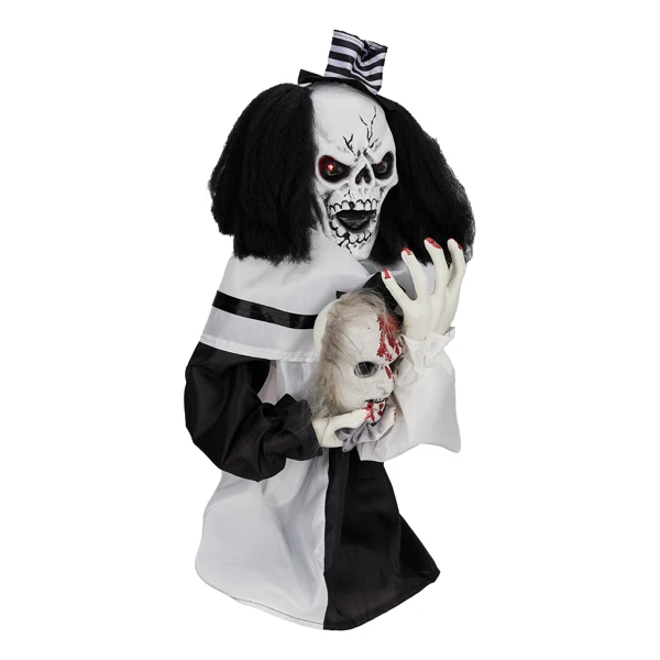 1.8ft Halloween Decoration Scary Clown, Sound-Actived Party Decor with Creepy Sound, Scary Haunted House Props for Indoor Party Home Table Garden Yard Lawn view 2