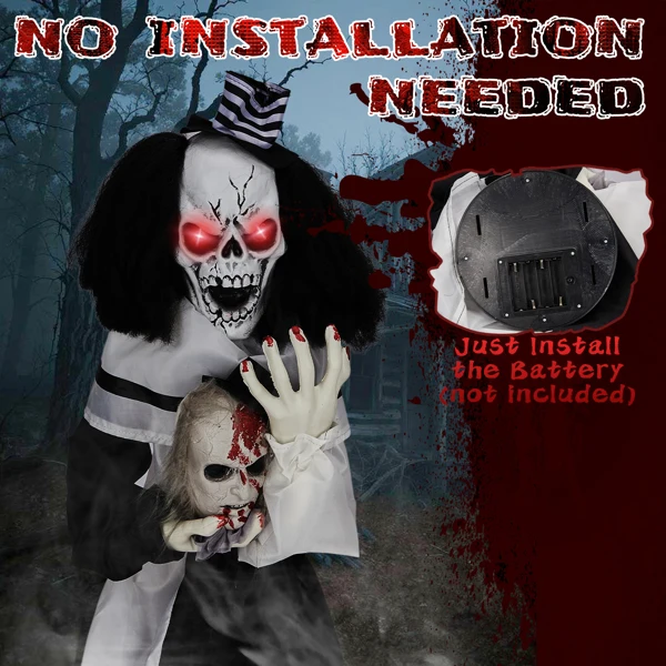 1.8ft Halloween Decoration Scary Clown, Sound-Actived Party Decor with Creepy Sound, Scary Haunted House Props for Indoor Party Home Table Garden Yard Lawn view 6