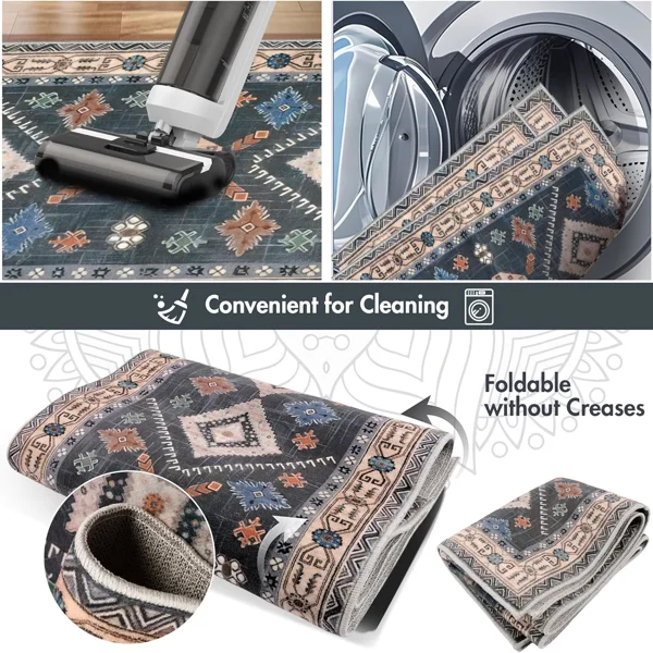 Boho Kitchen Rugs Sets 4 Piece with Runner Floral Kitchen Floor Mat Carpet Farmhouse Kitchen Rugs and Mats Non Skid Washable Runner Rug for Kitchen Floor Sink view 5