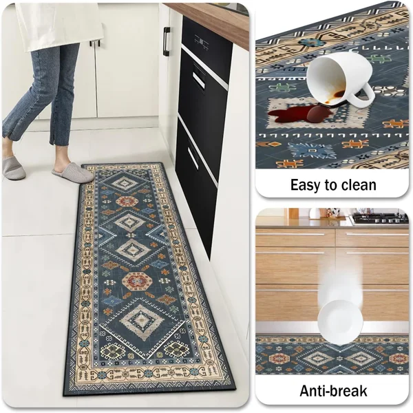 Boho Kitchen Rugs Sets 4 Piece with Runner Floral Kitchen Floor Mat Carpet Farmhouse Kitchen Rugs and Mats Non Skid Washable Runner Rug for Kitchen Floor Sink view 6