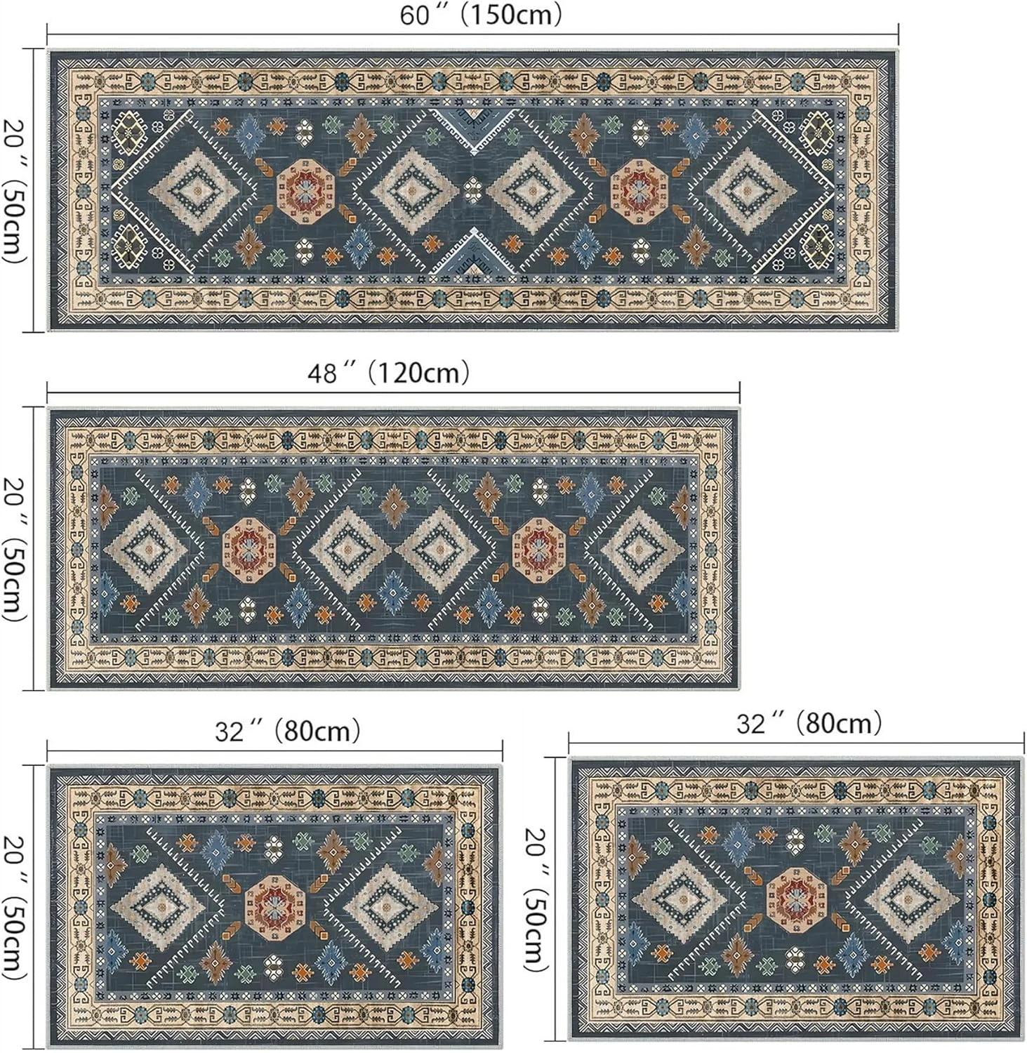 Boho Kitchen Rugs Sets 4 Piece with Runner Floral Kitchen Floor Mat Carpet Farmhouse Kitchen Rugs and Mats Non Skid Washable Runner Rug for Kitchen Floor Sink