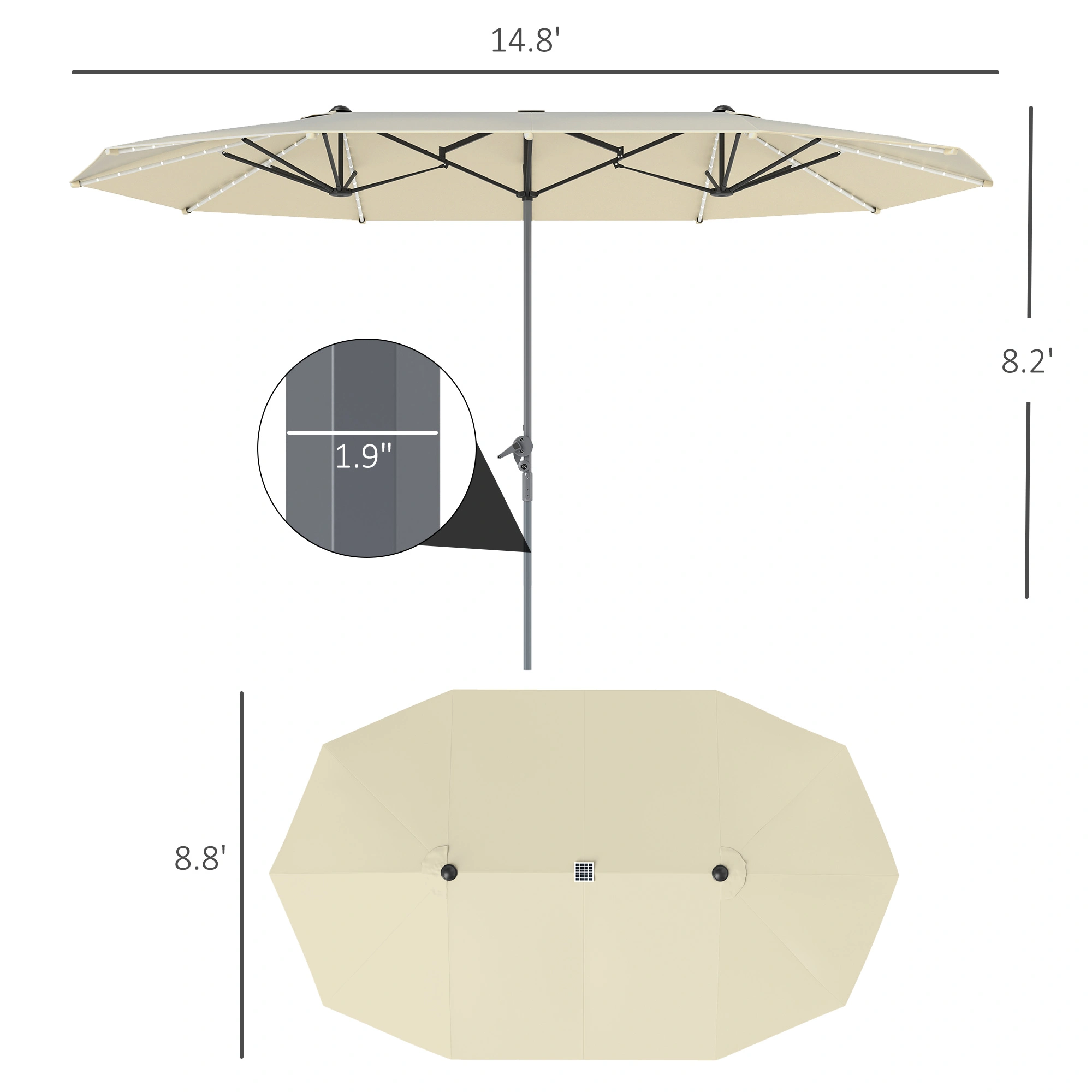 Cantilever Umbrella Outdoor Patio Offset Beach Umbrella with Tilt & Swivel for Yard Garden Pool Side Outdoor Shade view 2