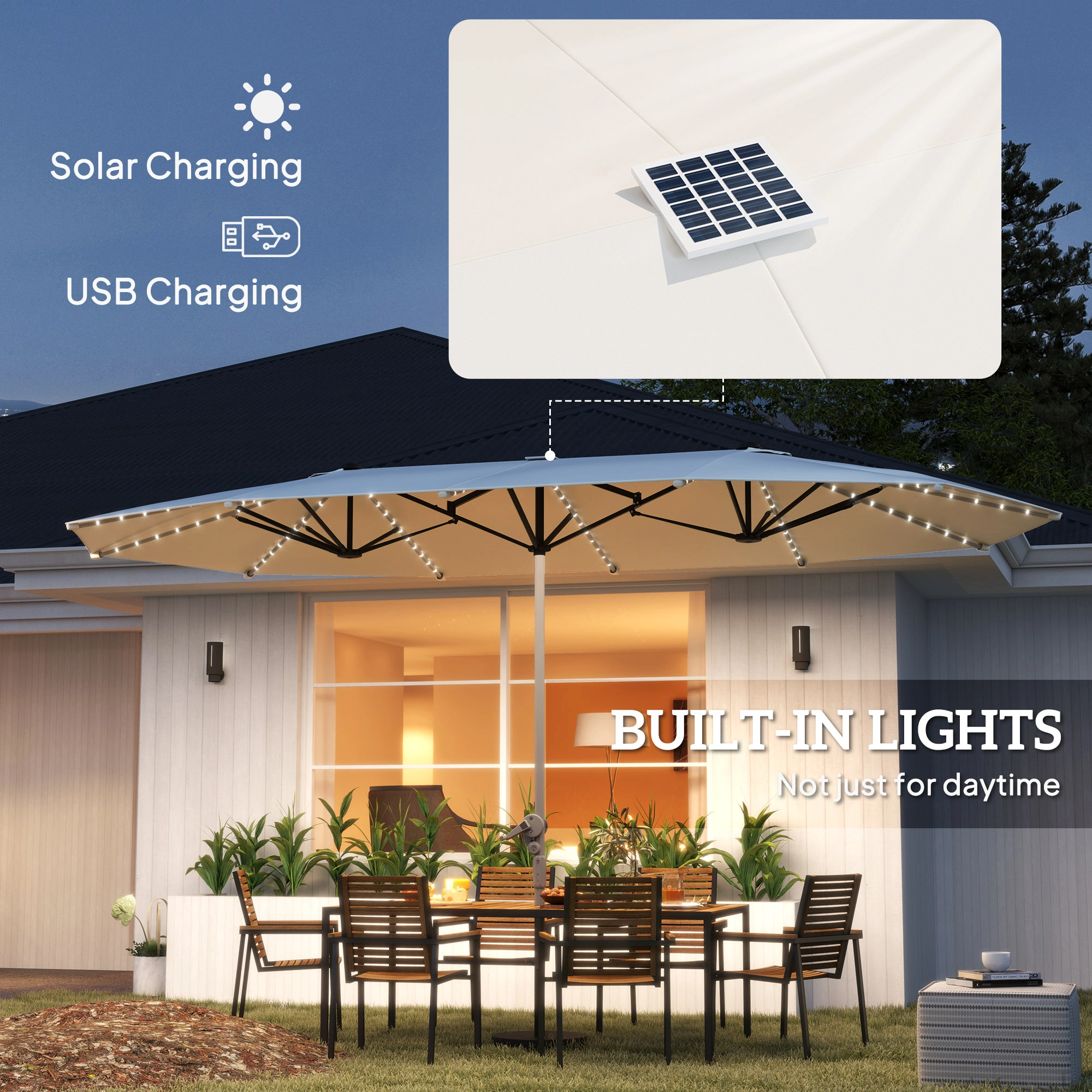 Cantilever Umbrella Outdoor Patio Offset Beach Umbrella with Tilt & Swivel for Yard Garden Pool Side Outdoor Shade view 4