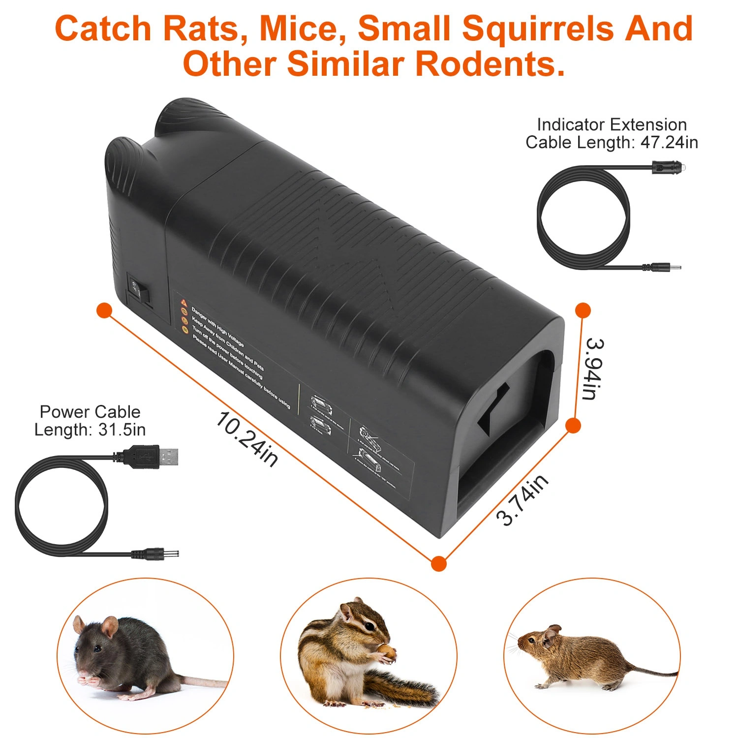 1800V Electric Rat Trap Rechargeable, Humane Rodent Killer for Mice Rats, Indoor Outdoor Pest Control, Easy-Clean Spacious Design view 10