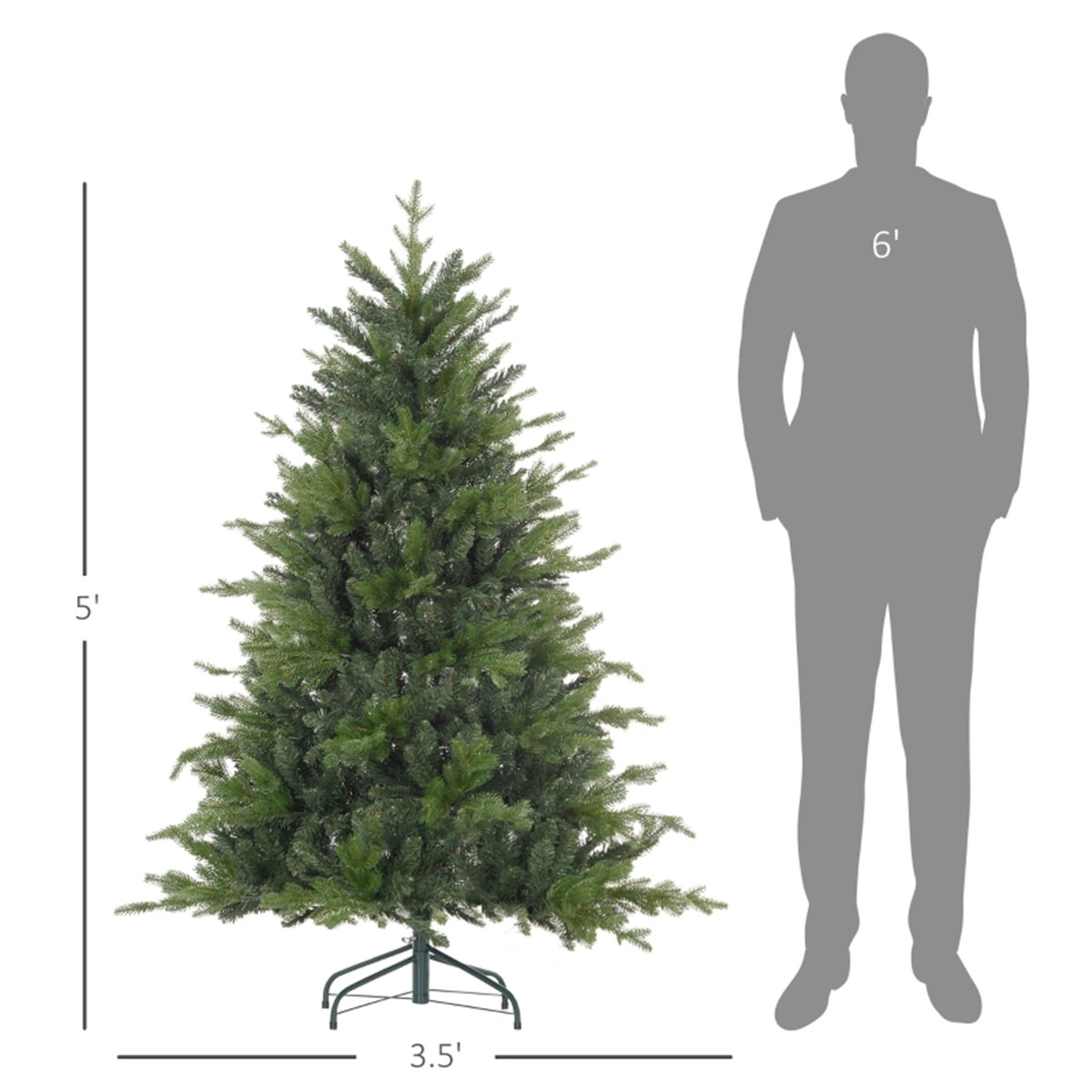 5 Ft Pre-Lit Artificial Christmas Tree with Lights and Ornaments, Full Full-Shape Holiday Tree for Home, Living Room, Office