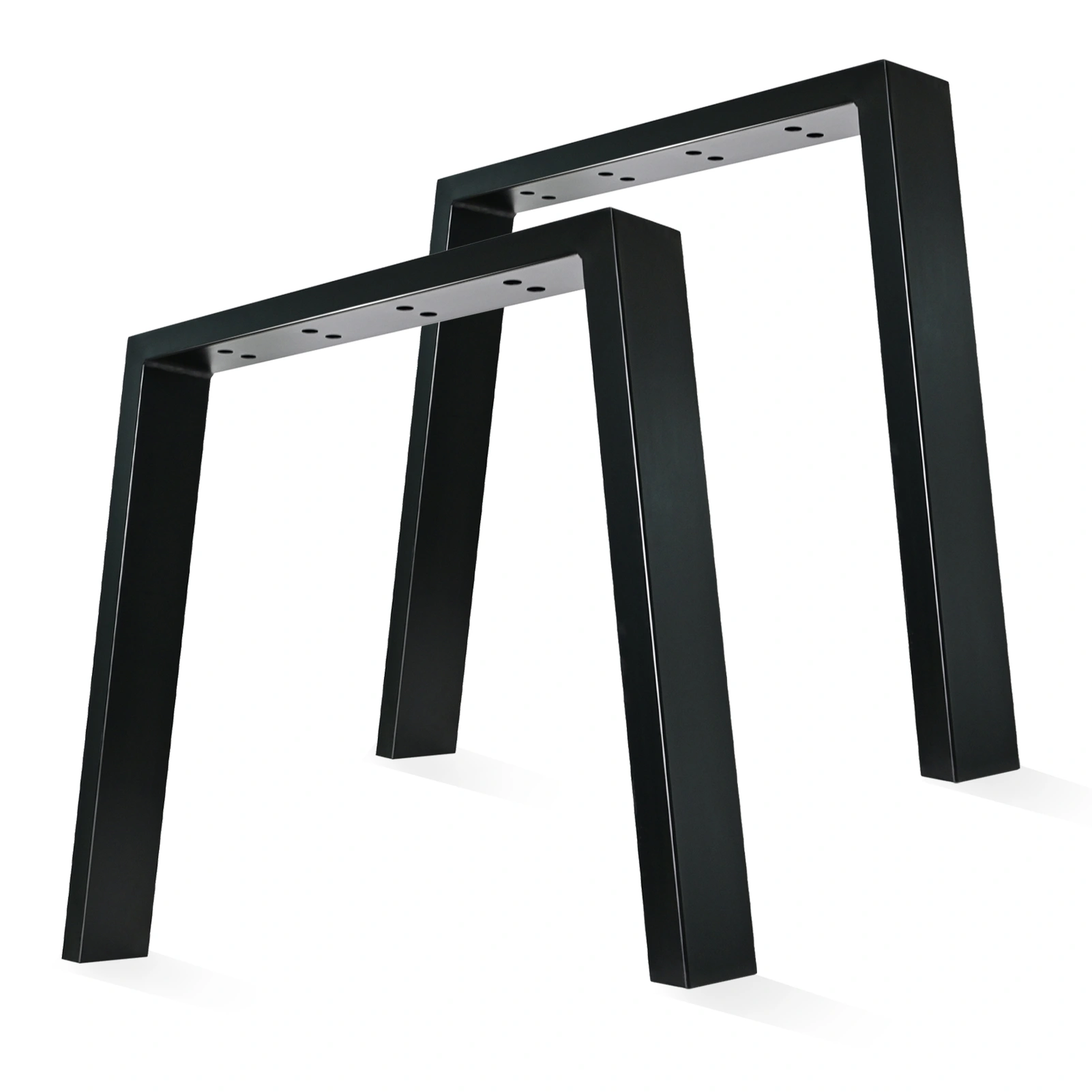 2x Black Metal Trapezoidal Table Legs, 61cm Heavy Duty Iron Desk Legs, Industrial Furniture Legs for Coffee Table, Dining Table, Cabinet