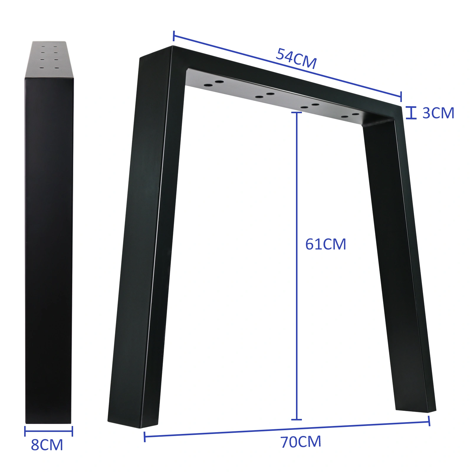 2x Black Metal Trapezoidal Table Legs, 61cm Heavy Duty Iron Desk Legs, Industrial Furniture Legs for Coffee Table, Dining Table, Cabinet view 3