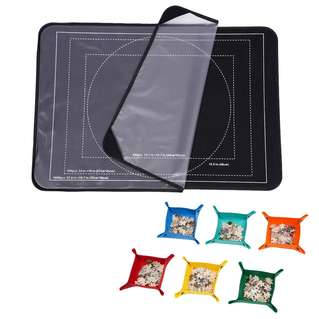 Jigsaw Puzzle Board 32x22 Inch, 1000 Piece Puzzle Mat with 6 Sorting Trays, Rolling Storage Cover for Puzzle Lovers UK