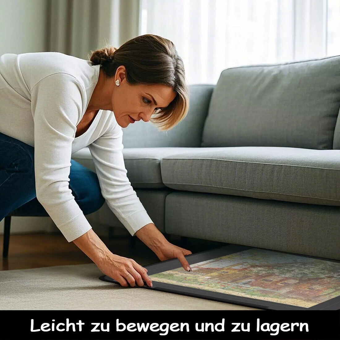 Jigsaw Puzzle Board 32x22 Inch, 1000 Piece Puzzle Mat with 6 Sorting Trays, Rolling Storage Cover for Puzzle Lovers UK view 4