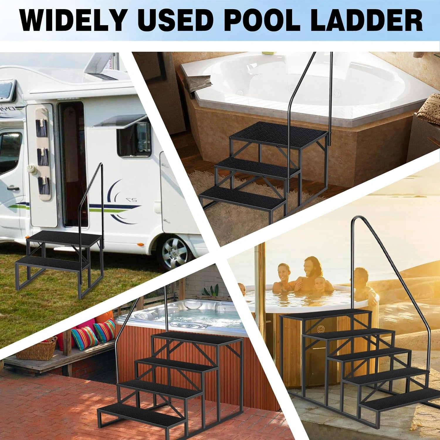 Above Ground Pool Ladder with Handrail, Heavy Duty RV Steps & Hot Tub Stairs, 660 lbs Weight Capacity, Camper & Mobile Home Entry Step view 6