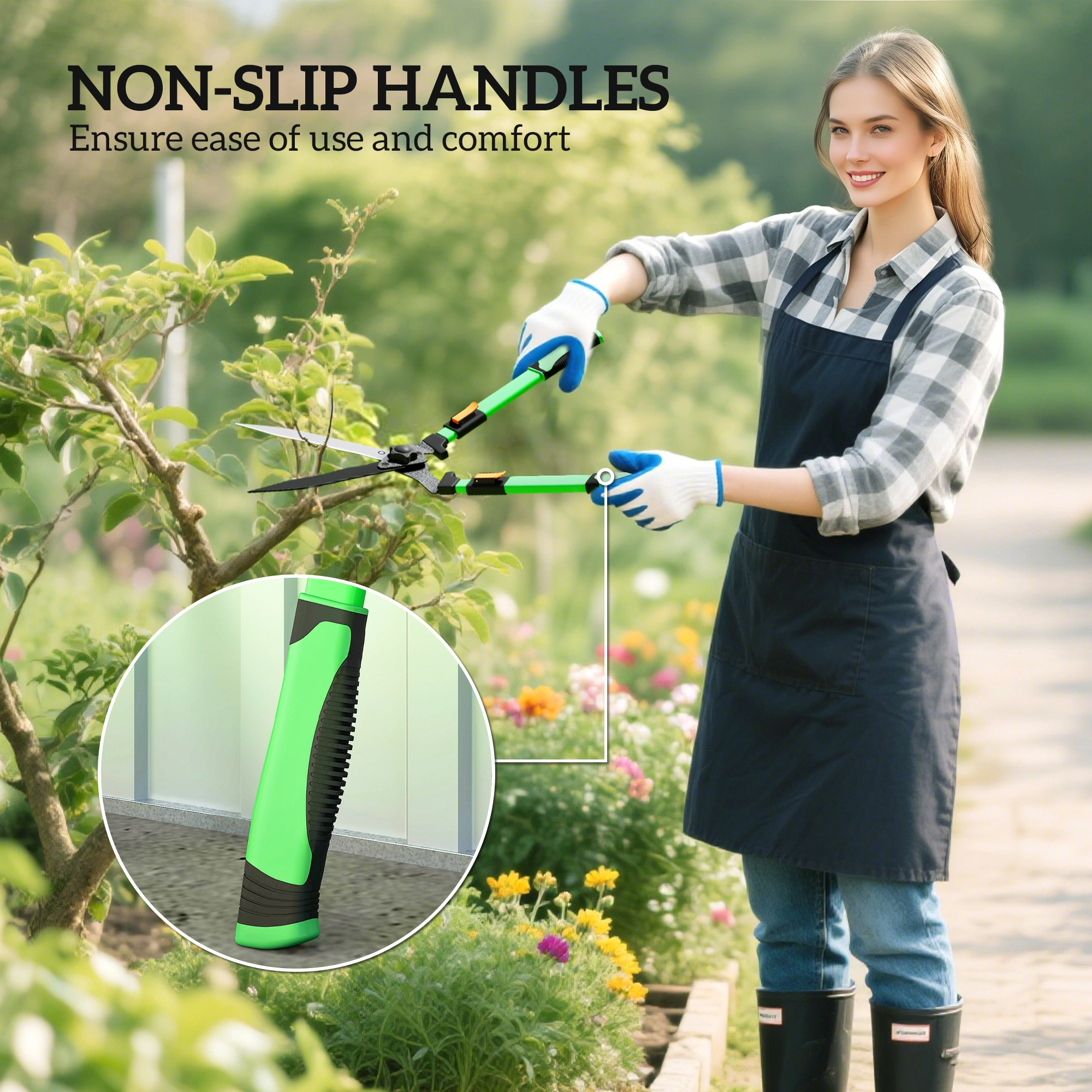 Garden Shears, Professional Bypass Pruning Clippers, Ergonomic Hand Tool for Trimming Bushes Roses, Sharp Steel Blade 8 Inch
