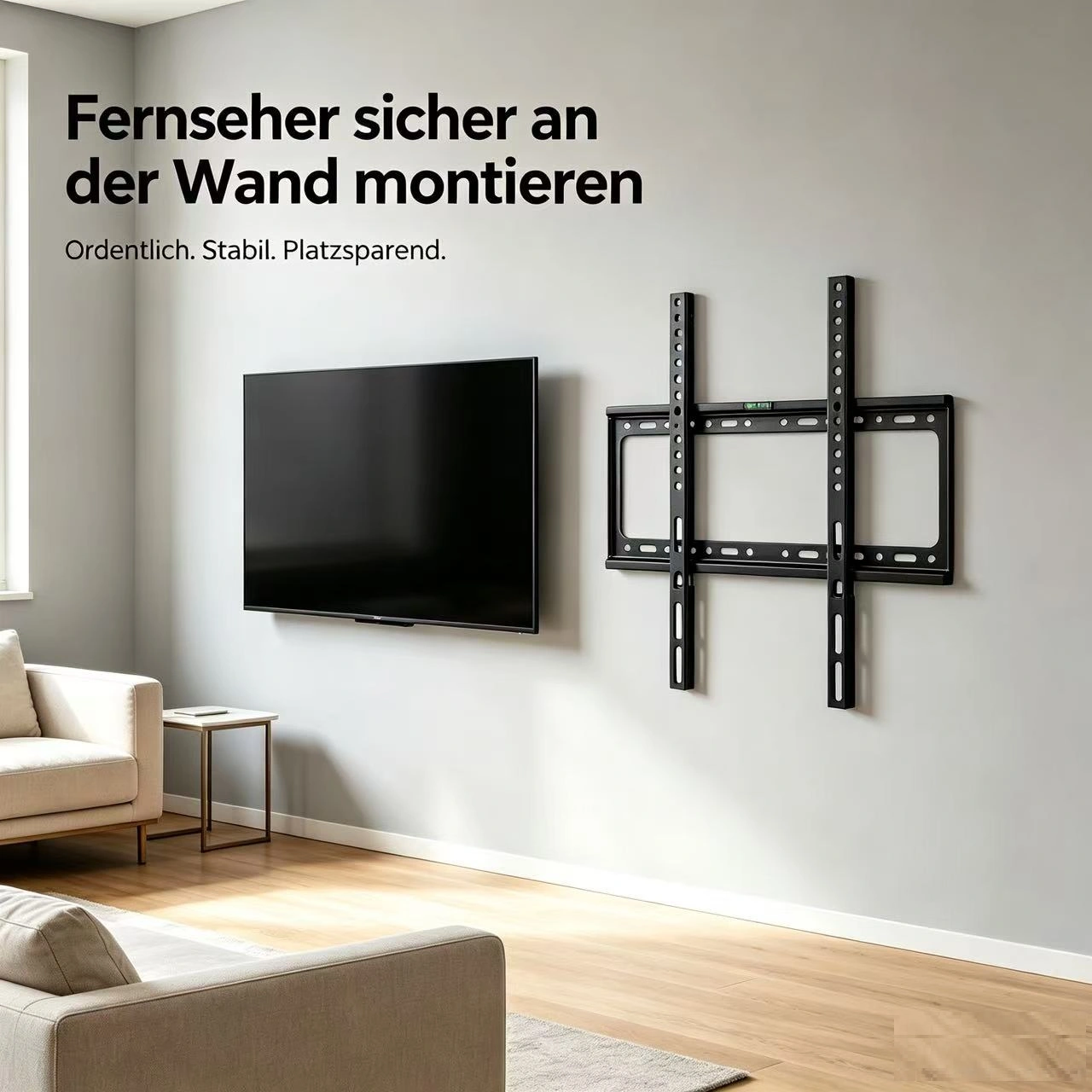 TV Wall Mount Bracket for 26-65 Inch Flat Screen TVs, VESA 400x400, Max Load 50kg, Flat Profile Wall Mount view 2