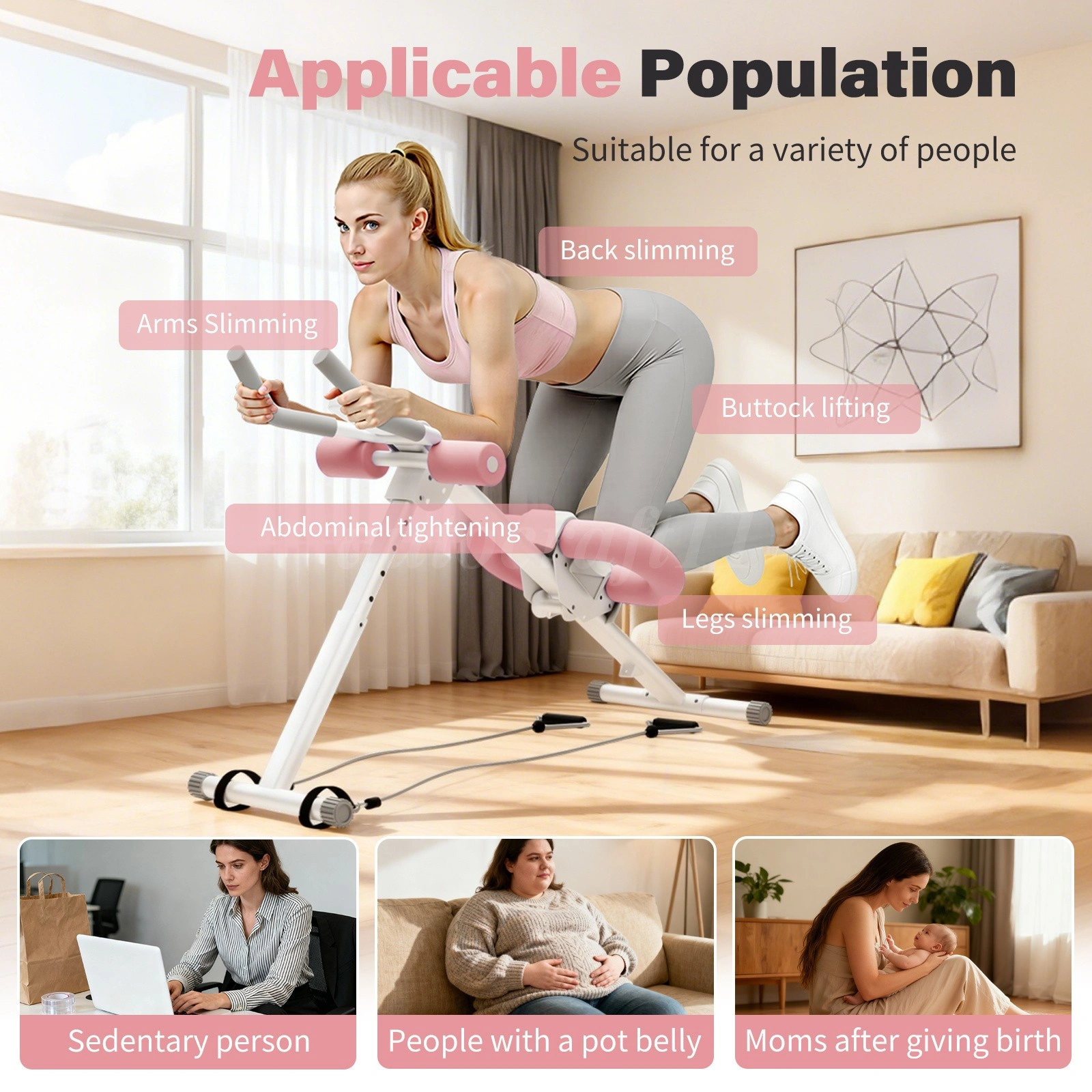Ab Machine Crunch Exerciser - Abdominal Trainer with Body Shaper Design, Portable Gym Fitness Equipment view 5