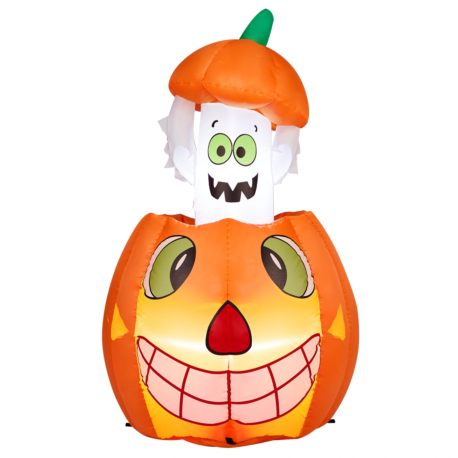 2.8 FT Halloween Inflatables Animated Pumpkin Ghost with Built-in LEDs, Outdoor Yard Decor for Garden Lawn Party