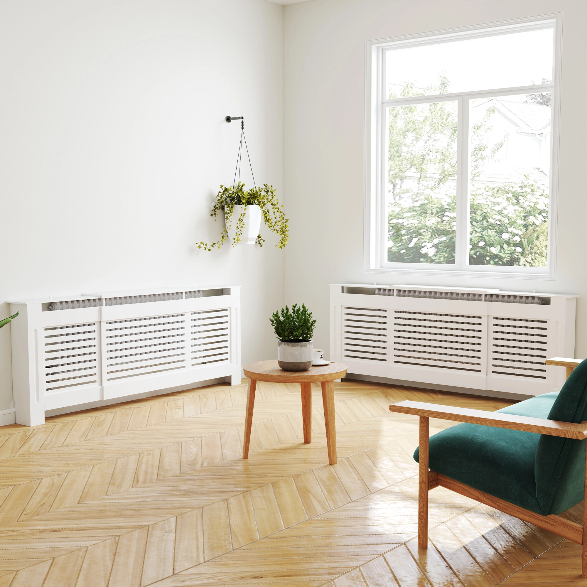 Decorative Radiator Cover with Ventilated Design, Wooden Heat Convector Cover for Home