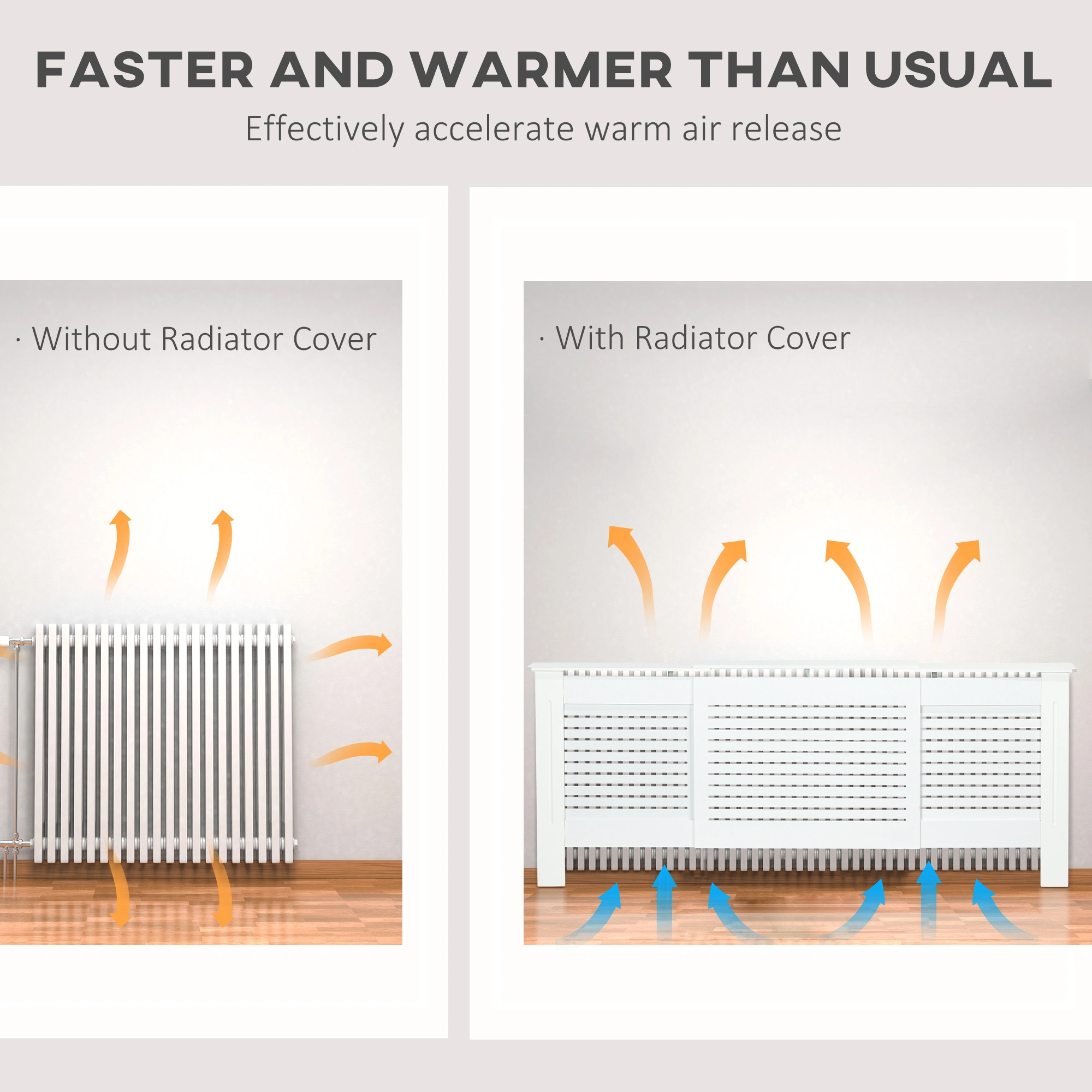 Decorative Radiator Cover with Ventilated Design, Wooden Heat Convector Cover for Home view 3