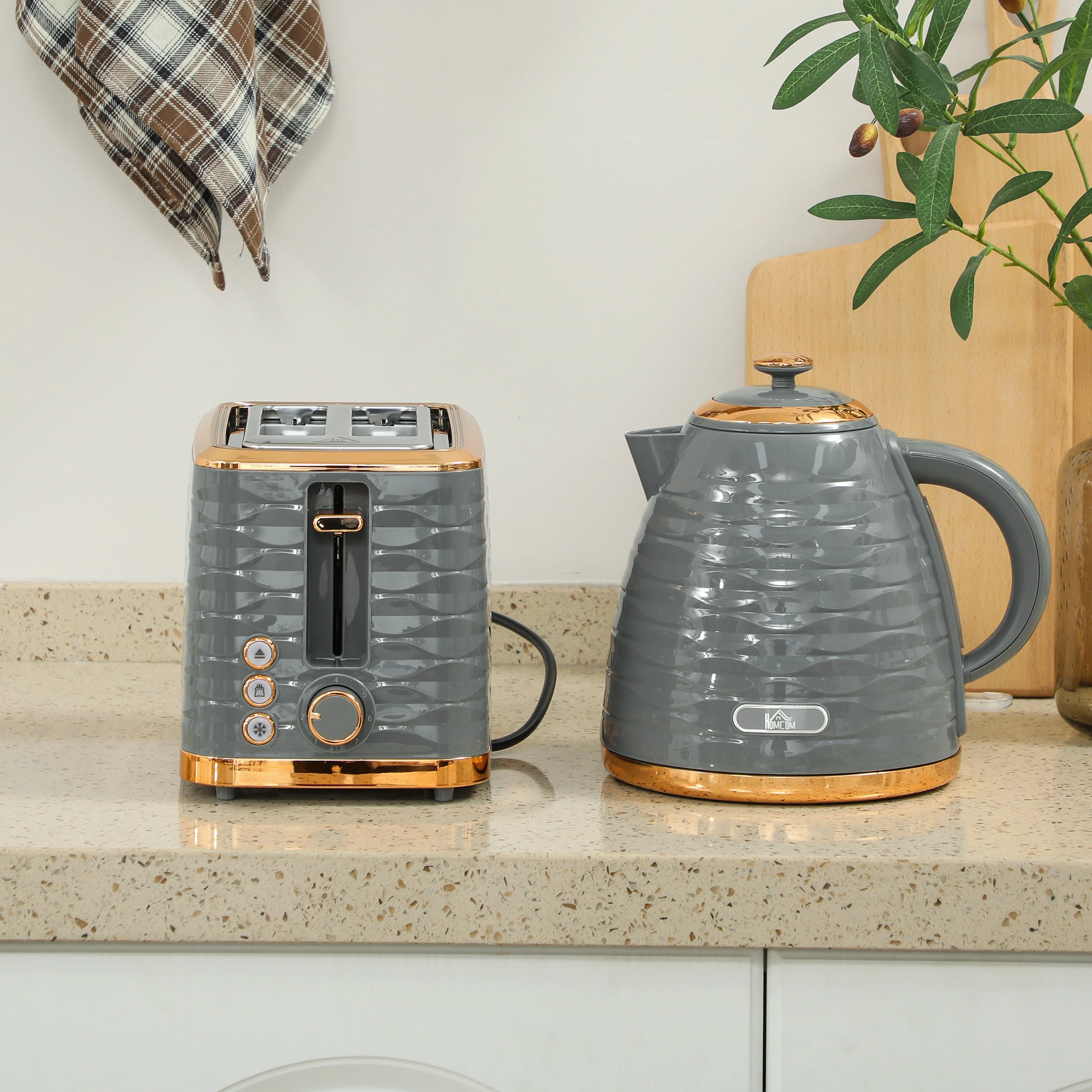 Kettle and Toaster Set - 2 Piece Kitchen Appliance Bundle with Stainless Steel Finish, Auto Shut-Off, Cord Storage, 1.7L Capacity, Quick Boil & Toast