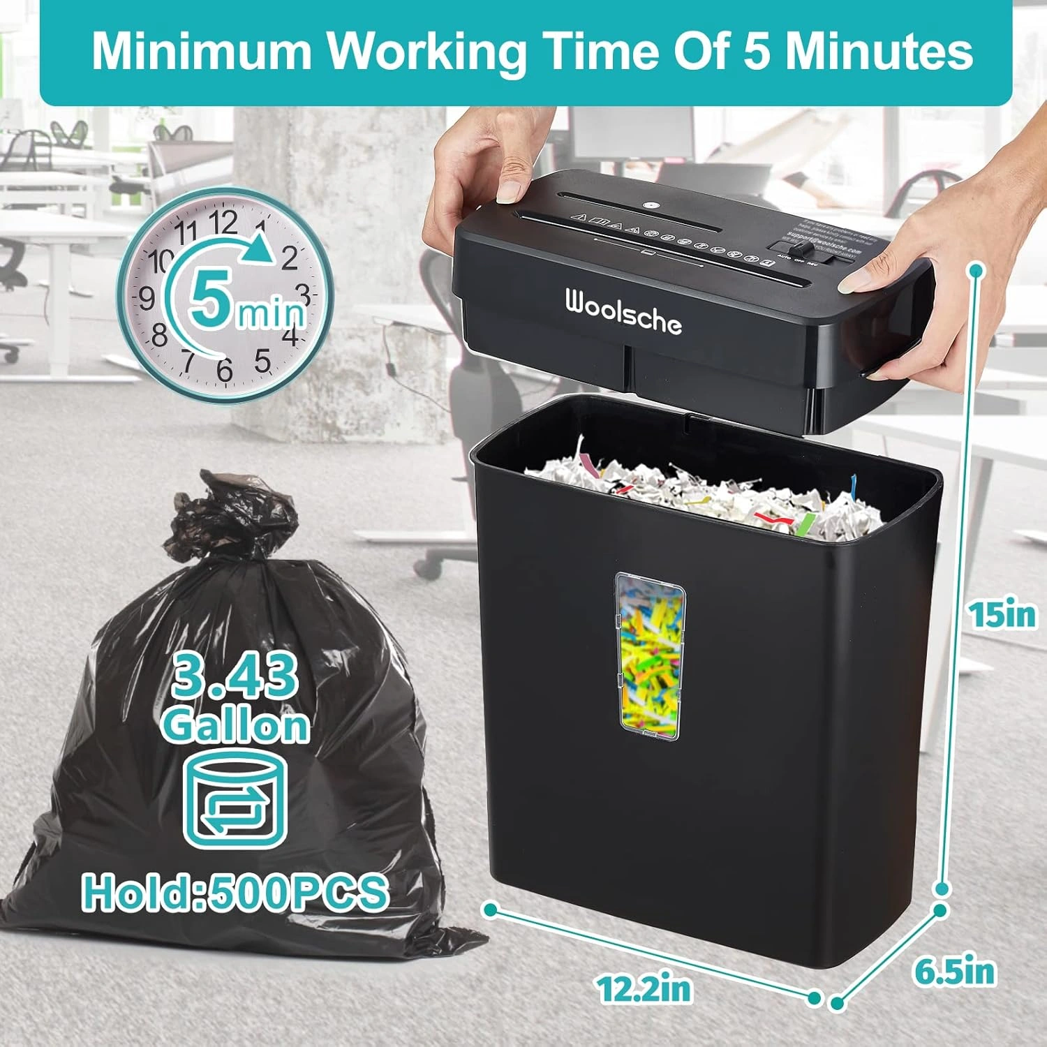8-Sheet Cross-Cut Paper Shredder, P-4 High Security Level, Shreds Credit Cards & CDs, Home Office Document Shredder view 4