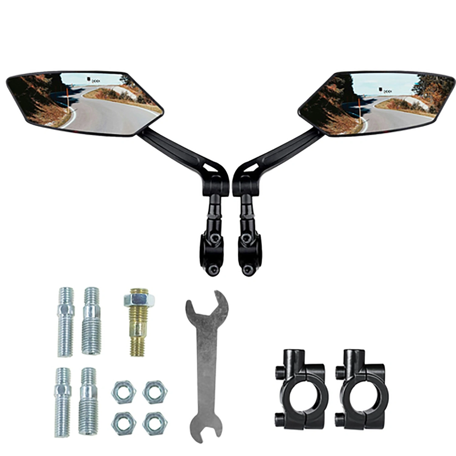 1 Pair Bike Mirror HD Wide Angle Rear View Handlebar Mirror Adjustable Cycling Rearview Rectangle Mirrors for Mountain Road Bikes