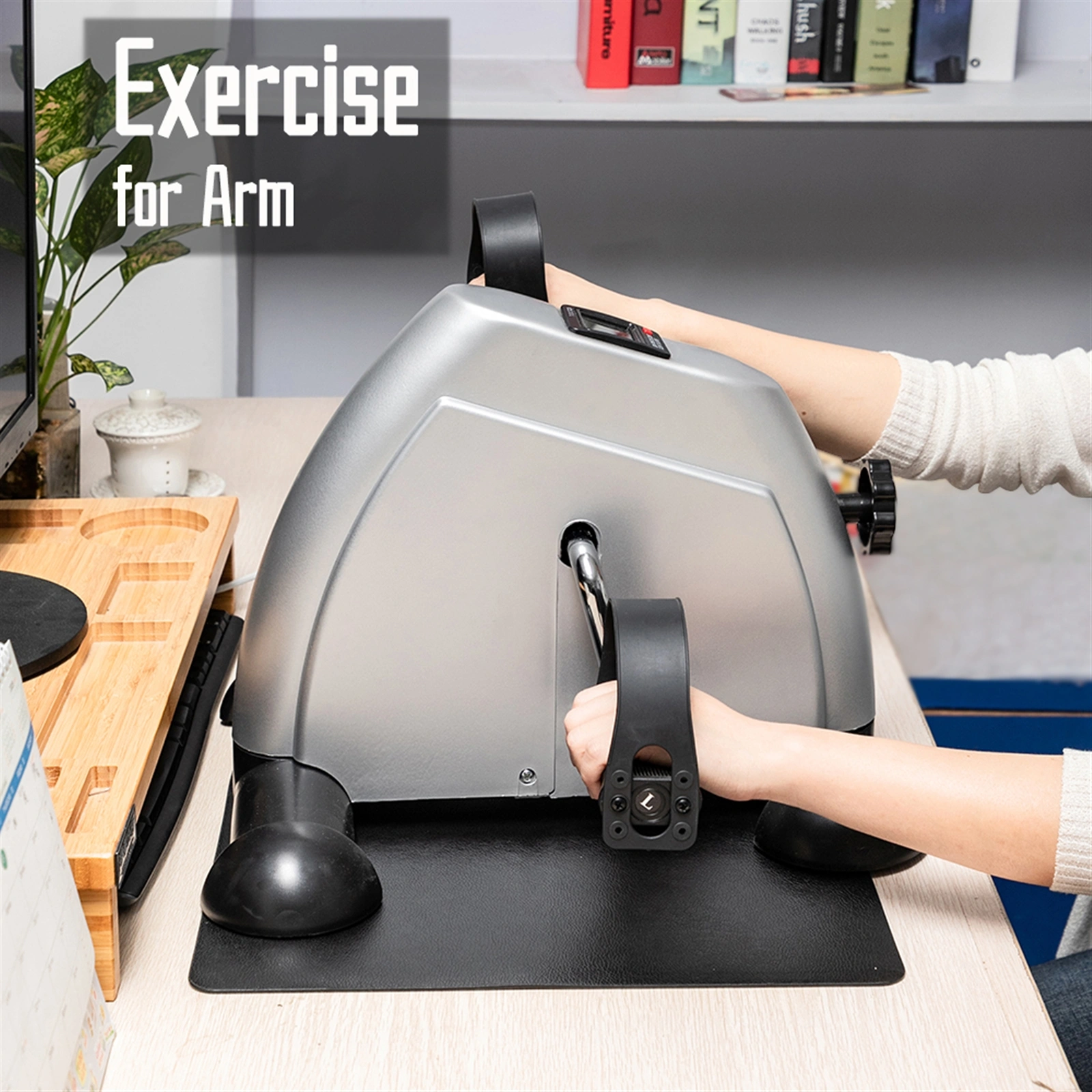 W002K Silver Mini Exercise Bike, Hands and Feet Trainer Pedal Exerciser for Home Use, Compact Fitness Machine view 4