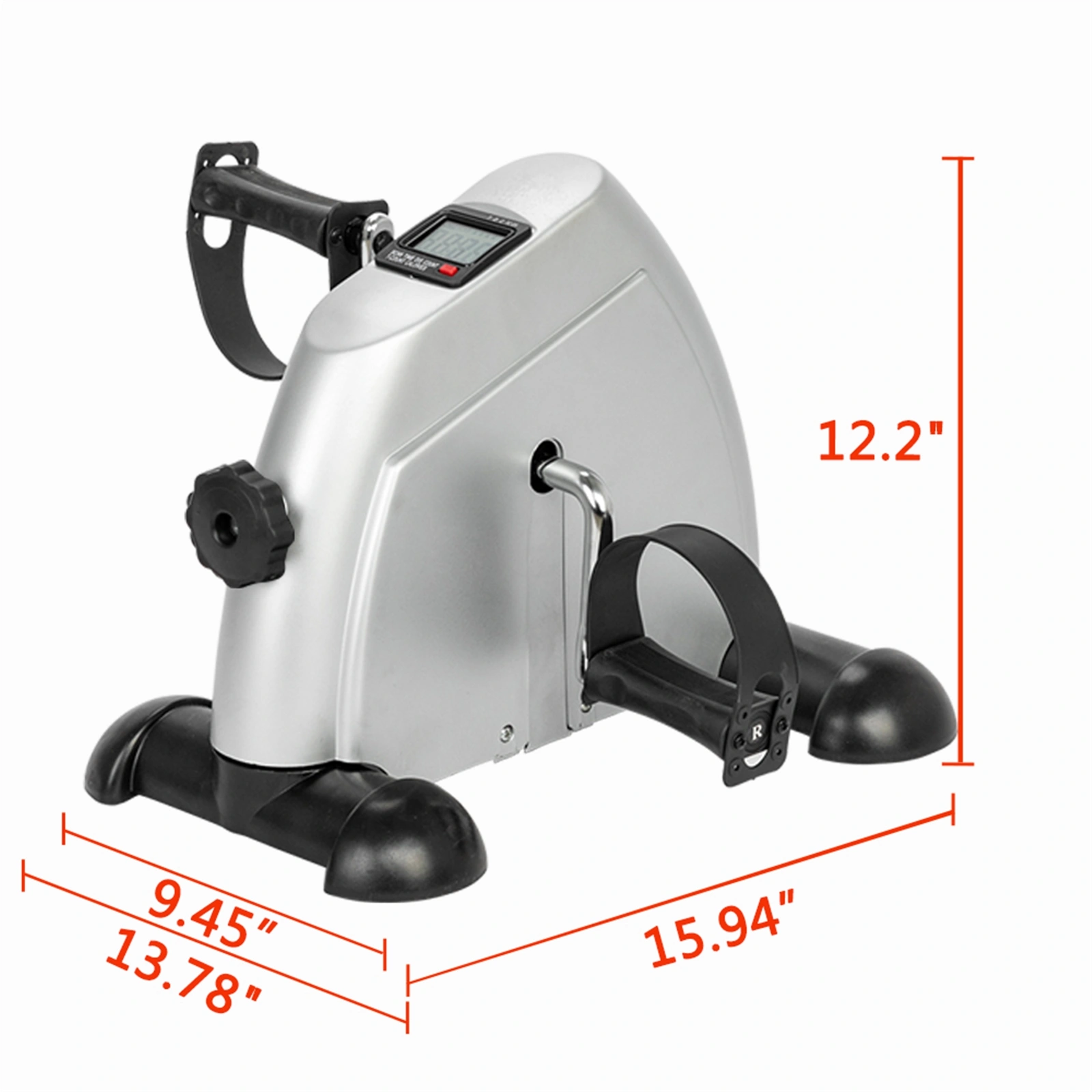 W002K Silver Mini Exercise Bike, Hands and Feet Trainer Pedal Exerciser for Home Use, Compact Fitness Machine view 9
