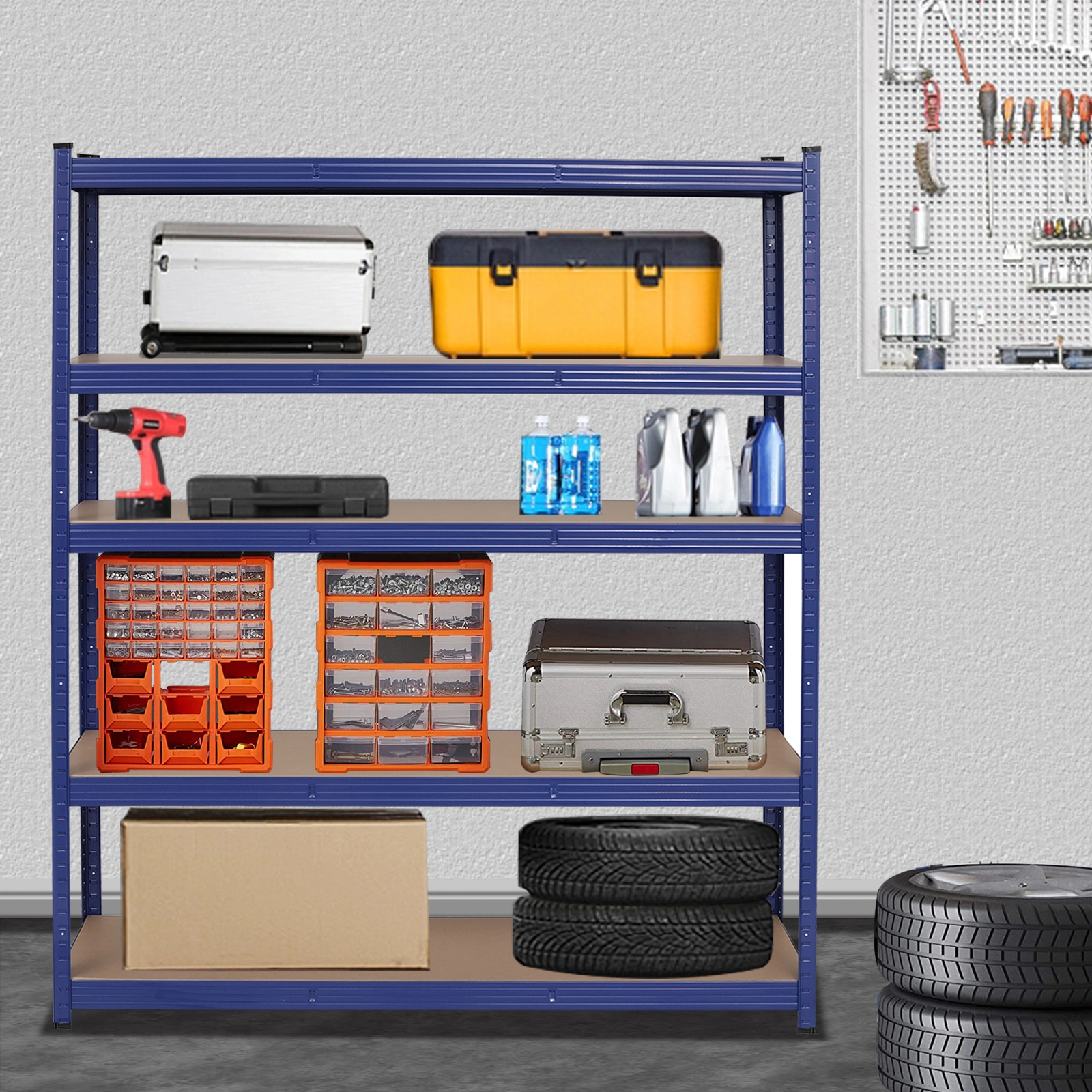 Blue Heavy Duty Metal Garage Shelving Unit, Boltless Shed Storage Shelf Rack, Strong Utility view 2