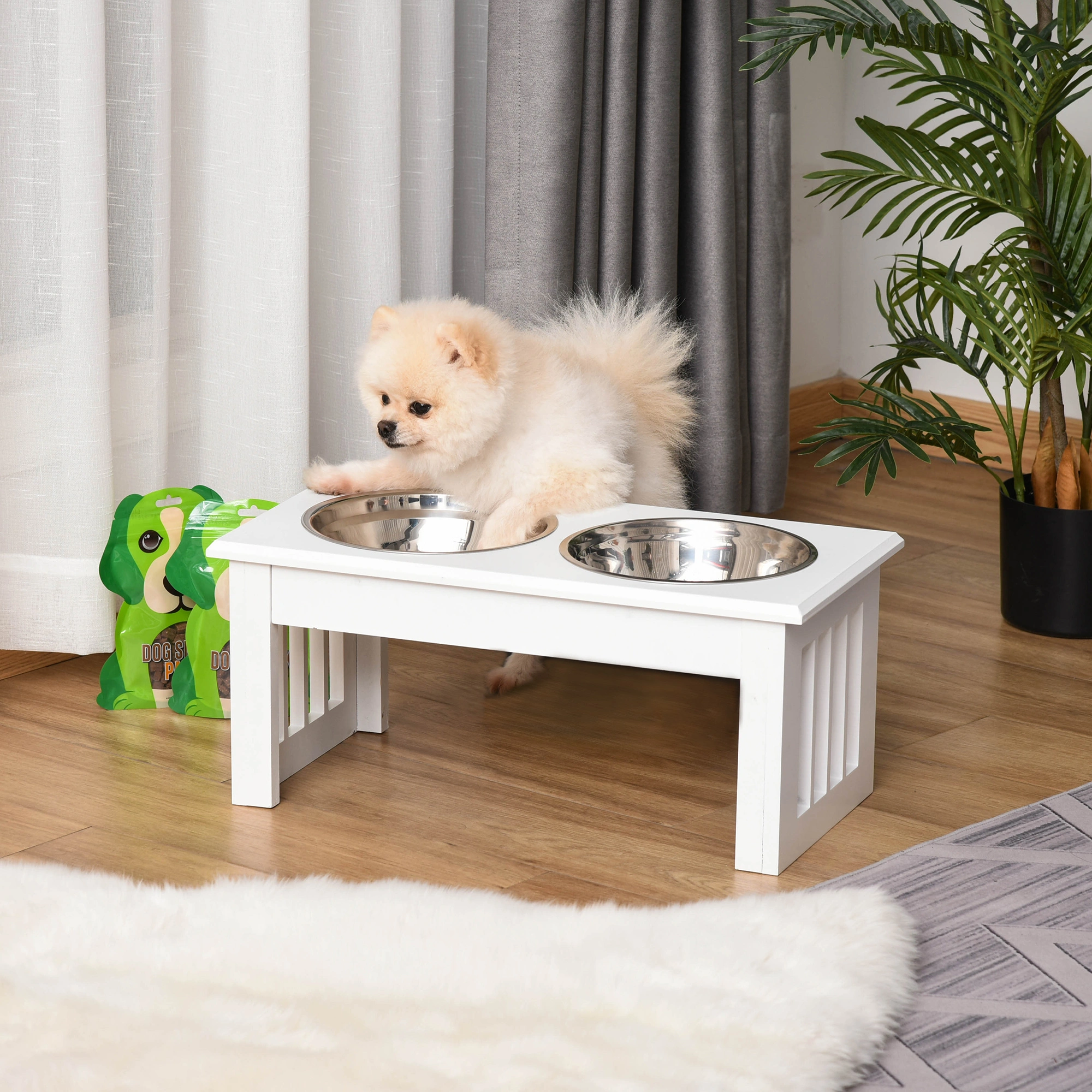 Elevated Dog Bowls for Medium & Large Dogs, Raised Pet Food Bowl Stand with Stainless Steel Bowls, Adjustable Height Feeder view 2