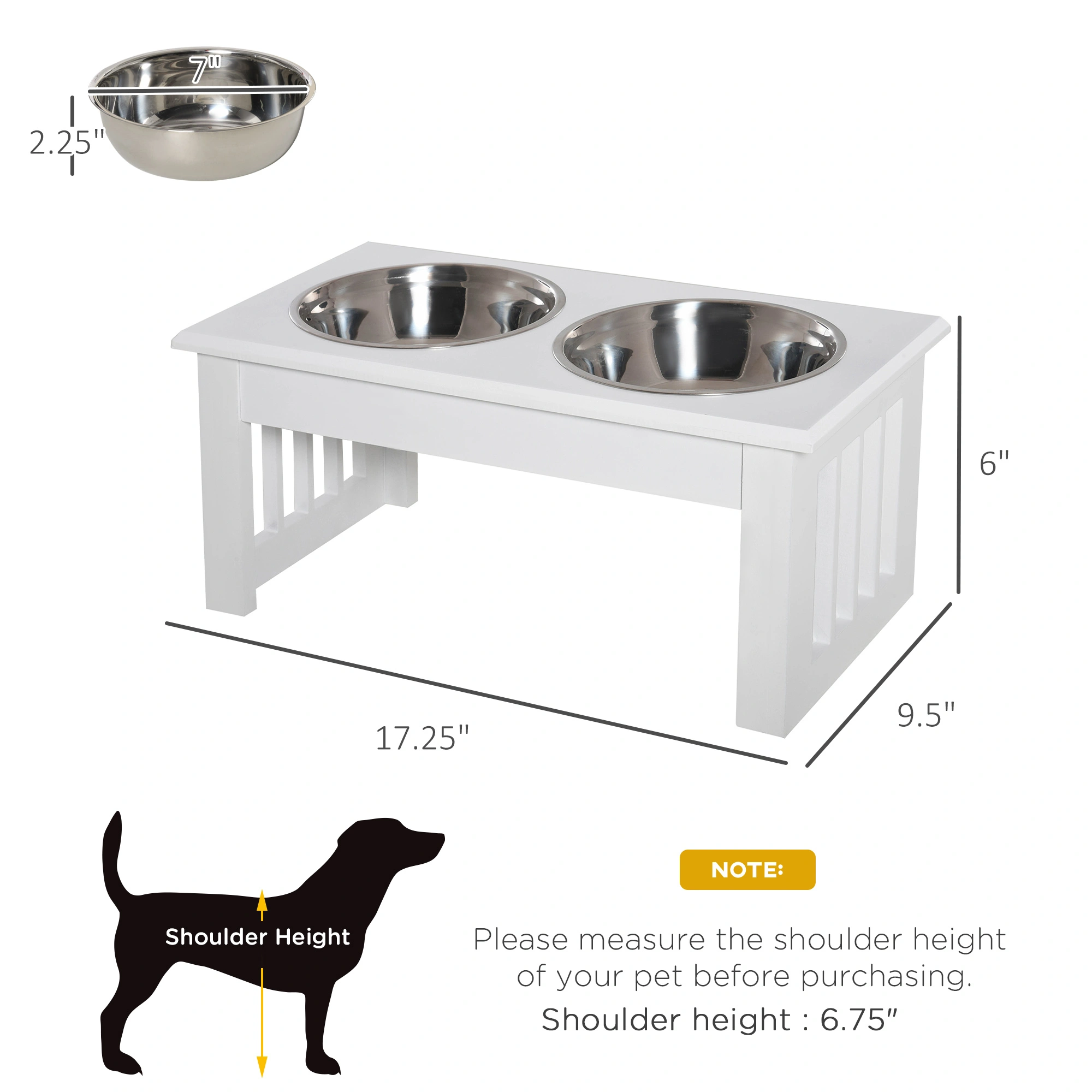 Elevated Dog Bowls for Medium & Large Dogs, Raised Pet Food Bowl Stand with Stainless Steel Bowls, Adjustable Height Feeder view 3