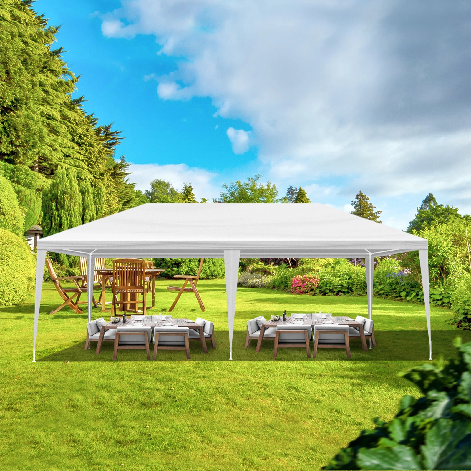 3x6m White PE Mesh Party Tent, Powder-Coated Iron Pipe Frame, Outdoor Canopy Gazebo view 10
