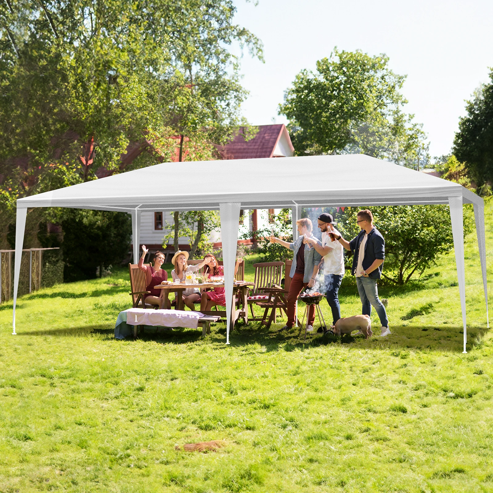 3x6m White PE Mesh Party Tent, Powder-Coated Iron Pipe Frame, Outdoor Canopy Gazebo view 13