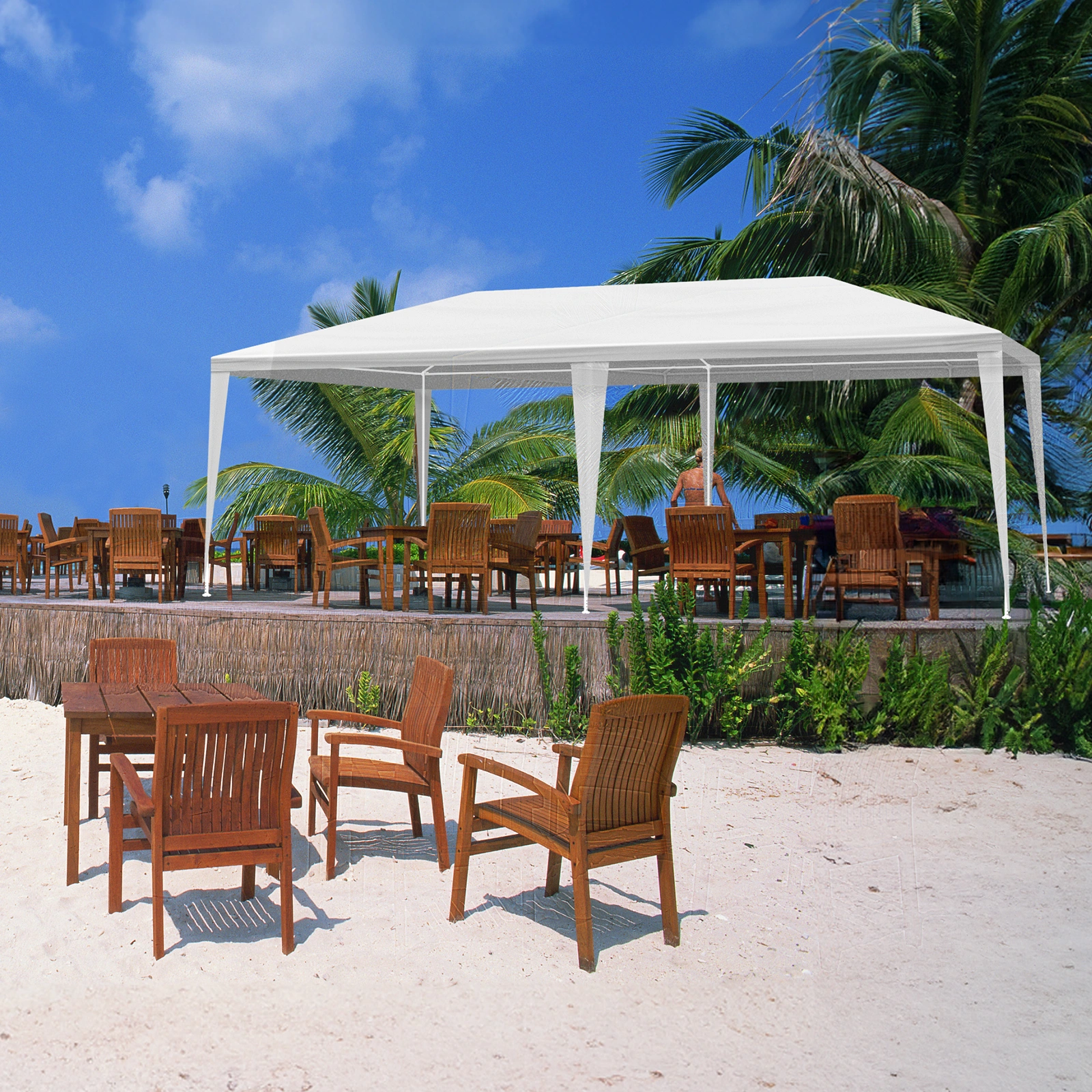 3x6m White PE Mesh Party Tent, Powder-Coated Iron Pipe Frame, Outdoor Canopy Gazebo view 14