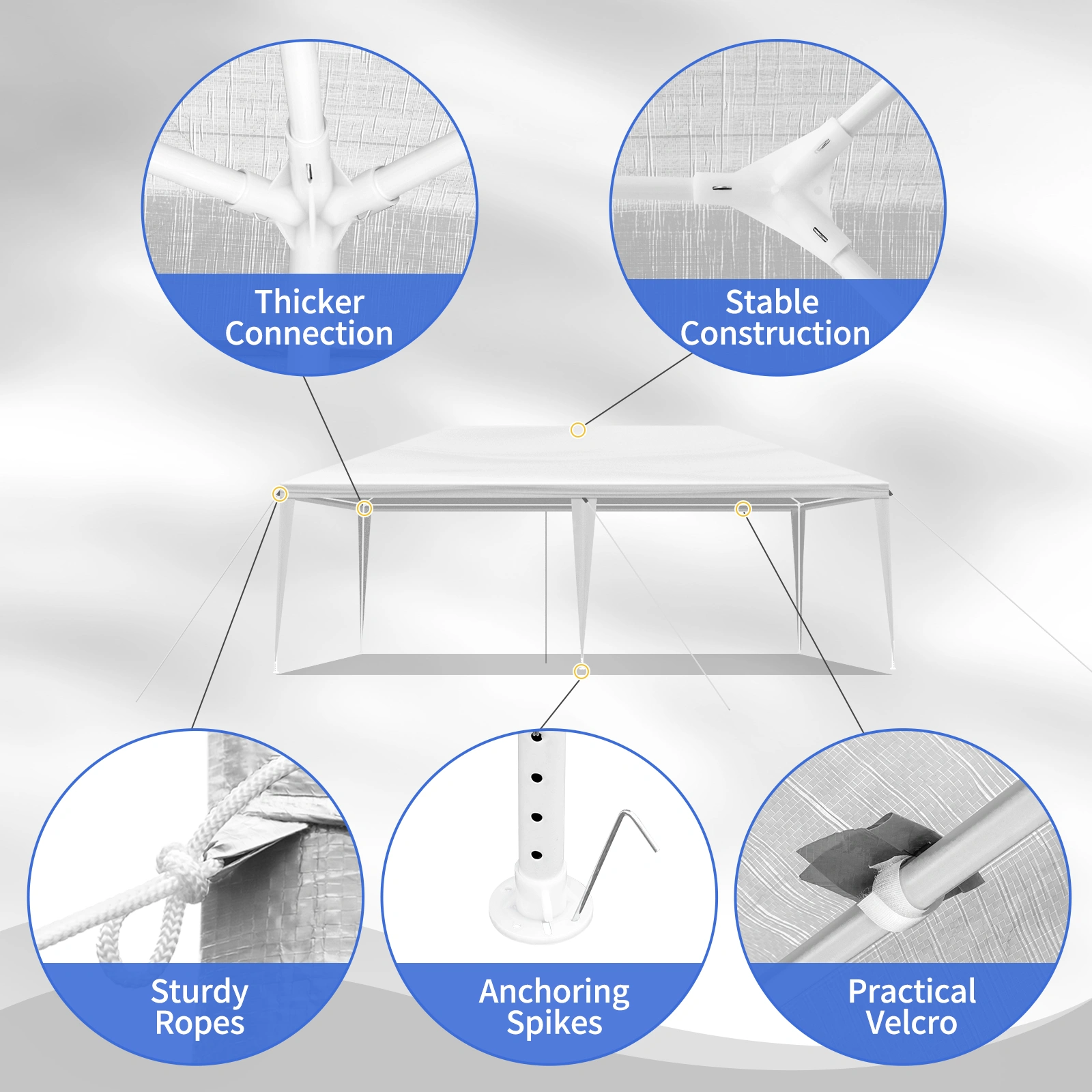 3x6m White PE Mesh Party Tent, Powder-Coated Iron Pipe Frame, Outdoor Canopy Gazebo view 4