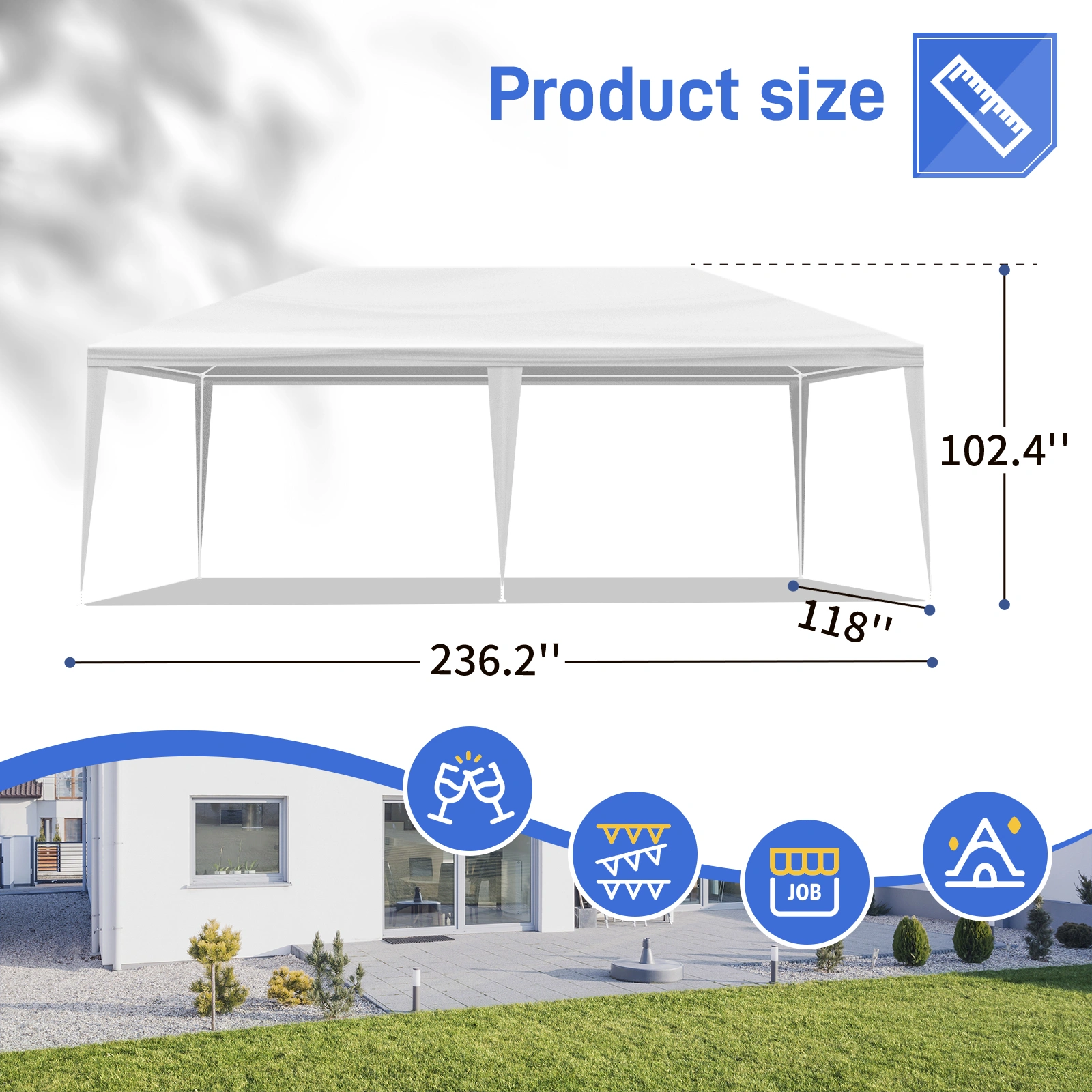 3x6m White PE Mesh Party Tent, Powder-Coated Iron Pipe Frame, Outdoor Canopy Gazebo view 7