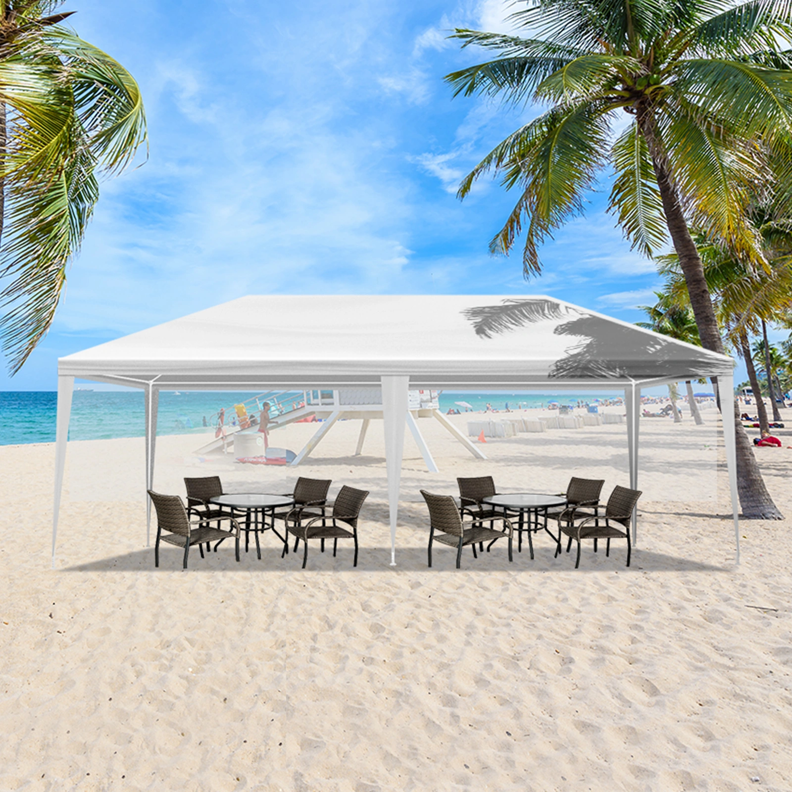 3x6m White PE Mesh Party Tent, Powder-Coated Iron Pipe Frame, Outdoor Canopy Gazebo view 8