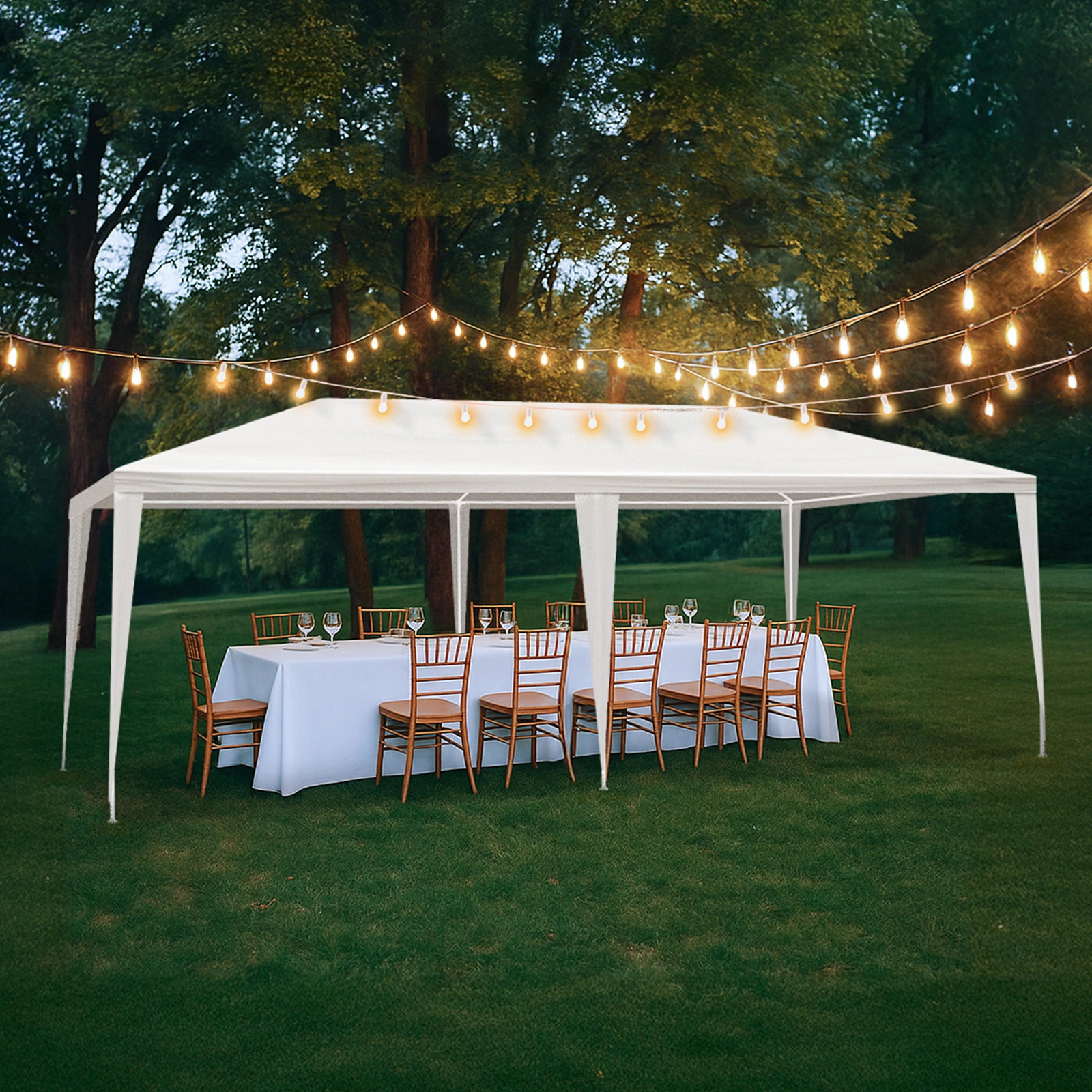 3x6m White PE Mesh Party Tent, Powder-Coated Iron Pipe Frame, Outdoor Canopy Gazebo view 9