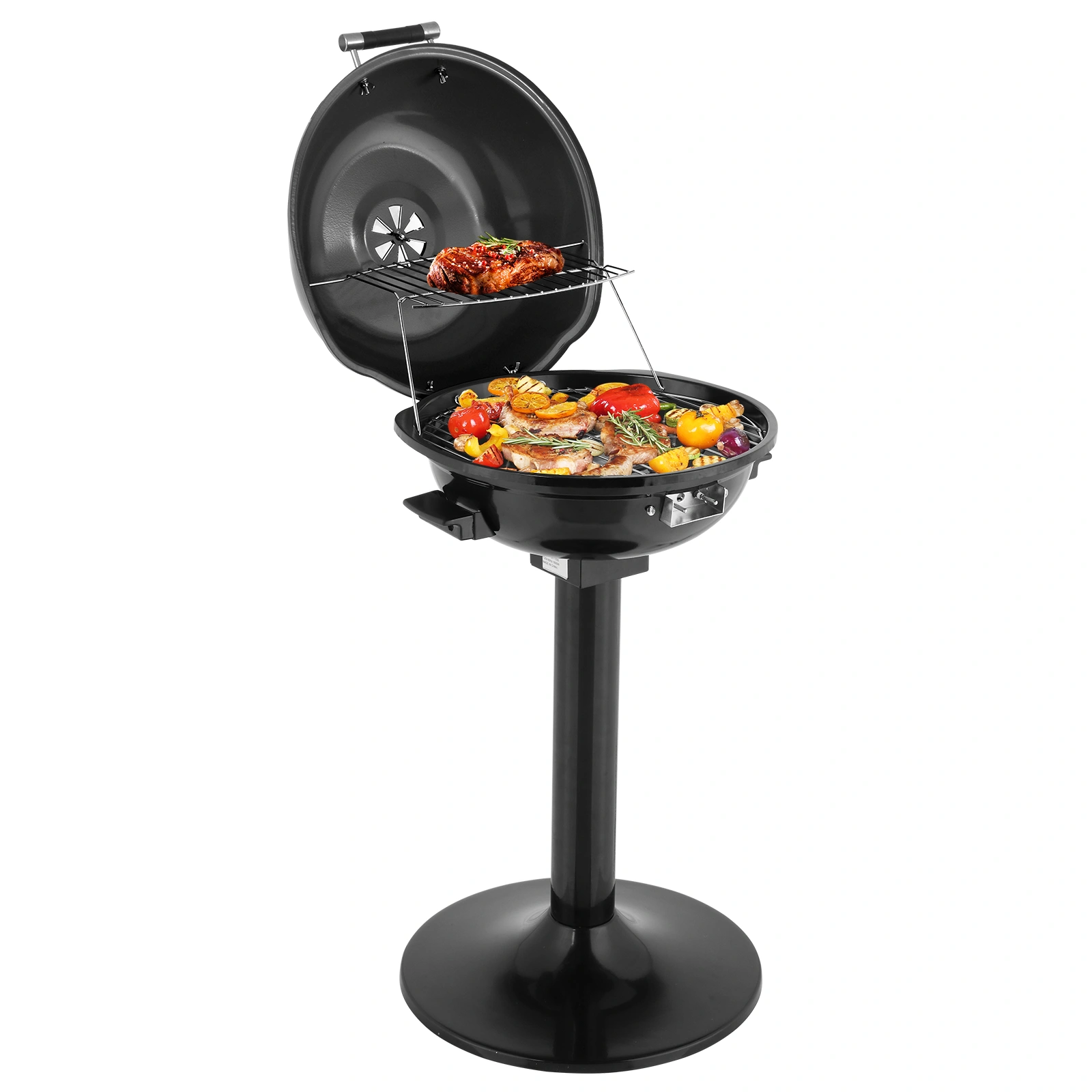 Electric BBQ Grill with Stand, Portable Double Layer Indoor Outdoor Grill, 1600W, Black