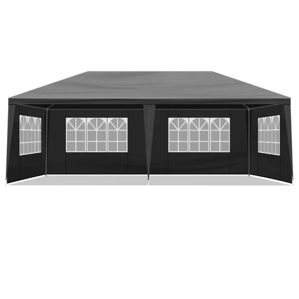 10'x20' Outdoor Party Tent with 6 Removable Sidewalls, Waterproof Canopy Patio Wedding Gazebo, Black view 6