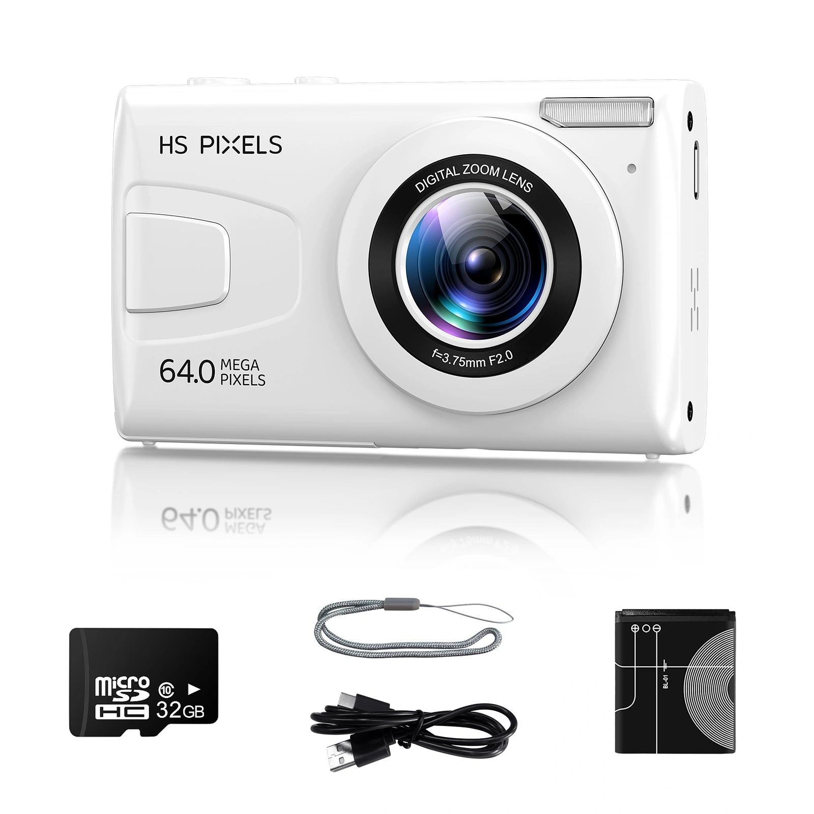 64MP Digitalkamera 1080P FHD, 3 Zoll Bildschirm, 18x Digitaler Zoom, mit 32GB TF-Karte & USB, für Jugendliche & Erwachsene