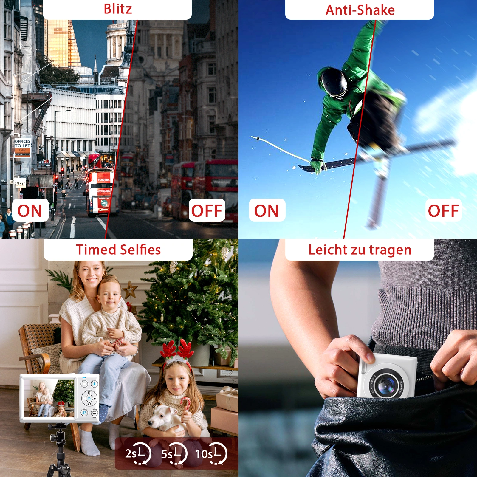 64MP Digitalkamera 1080P FHD, 3 Zoll Bildschirm, 18x Digitaler Zoom, mit 32GB TF-Karte & USB, für Jugendliche & Erwachsene view 2