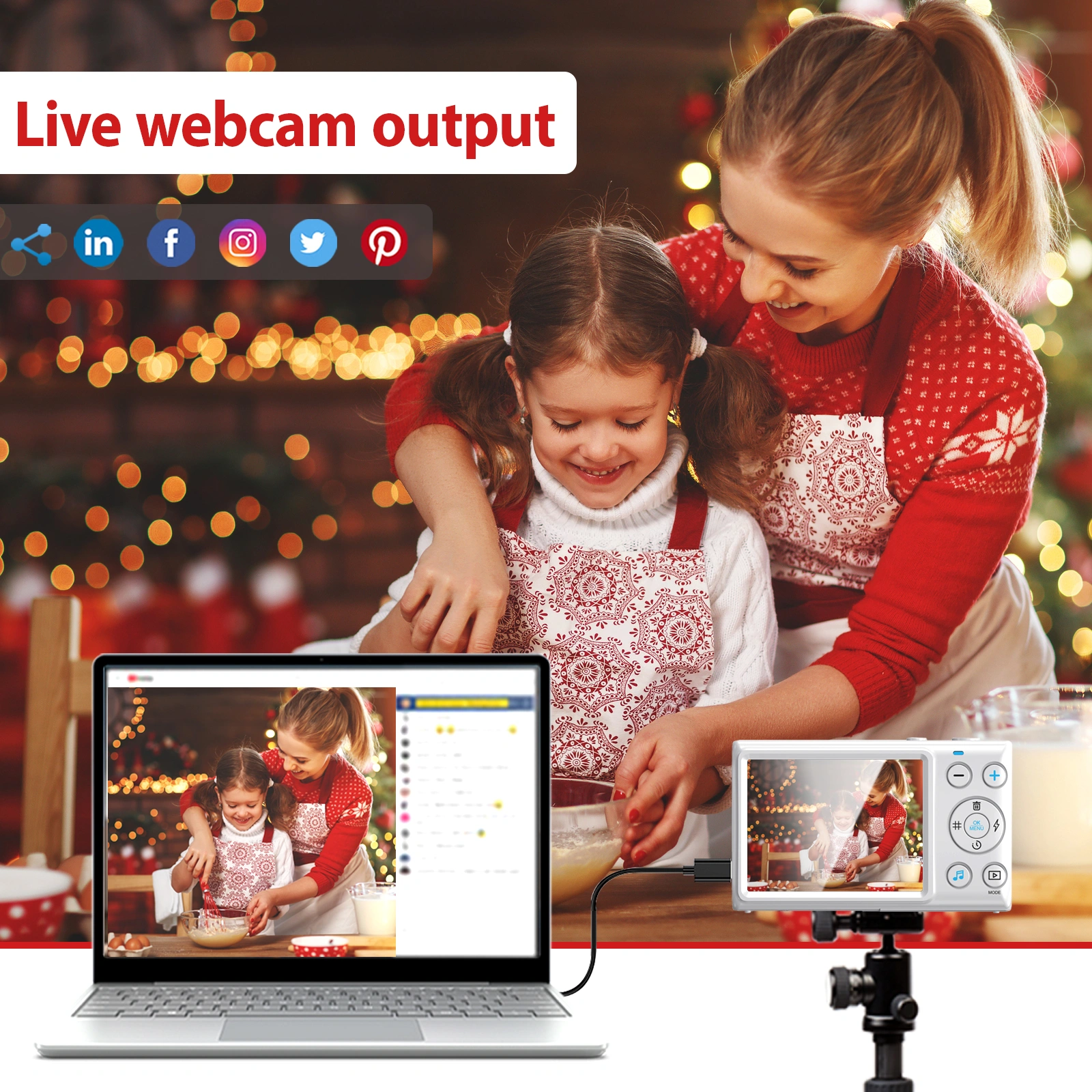 64MP Digitalkamera 1080P FHD, 3 Zoll Bildschirm, 18x Digitaler Zoom, mit 32GB TF-Karte & USB, für Jugendliche & Erwachsene view 5