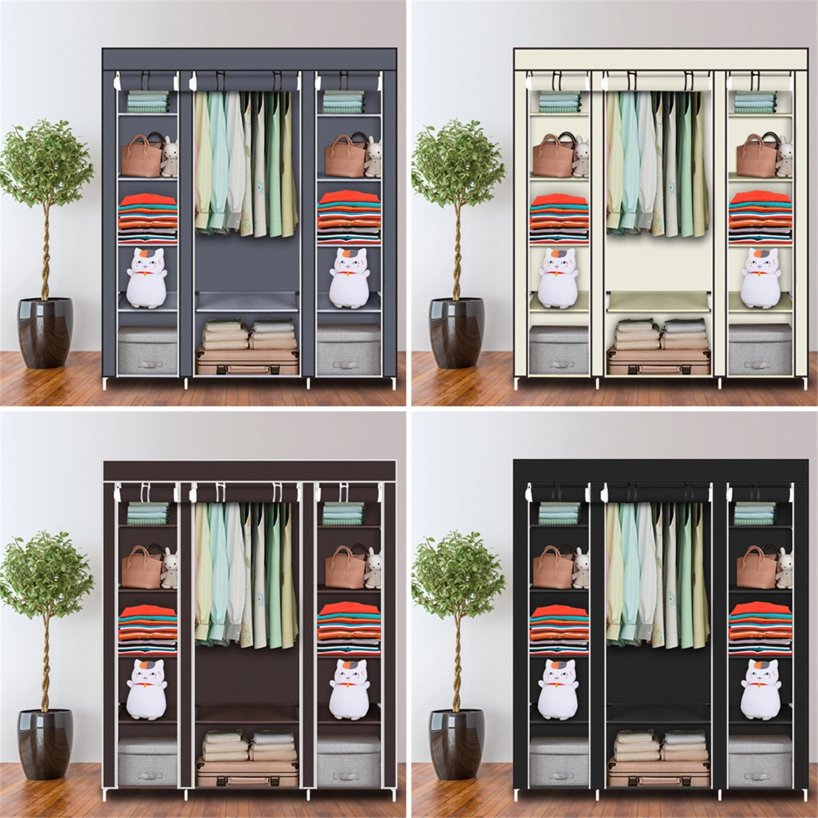 69" Portable Clothes Closet Wardrobe Storage Organizer with Non-Woven Fabric Quick and Easy to Assemble Extra Strong and Durable Black view 20