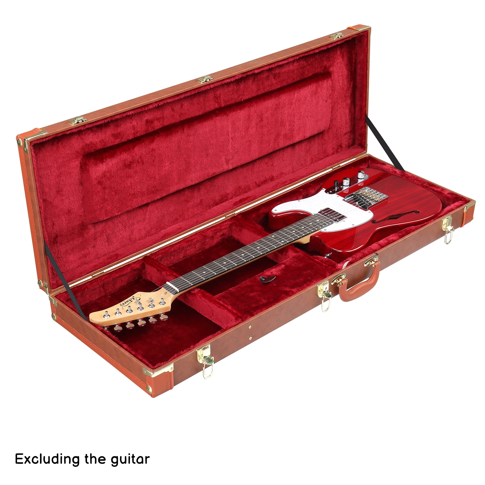 Electric Guitar Square PU Hard Case Fits ST TL Burning fire 170 Style Electric Guitar Brown view 4