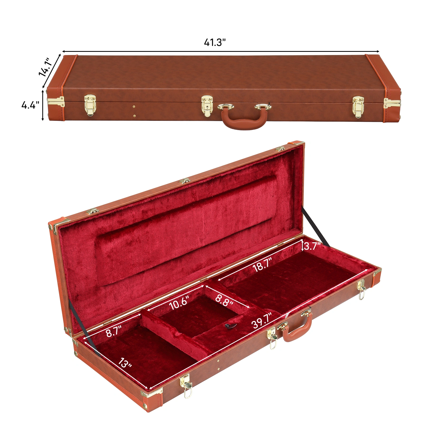 Electric Guitar Square PU Hard Case Fits ST TL Burning fire 170 Style Electric Guitar Brown view 6