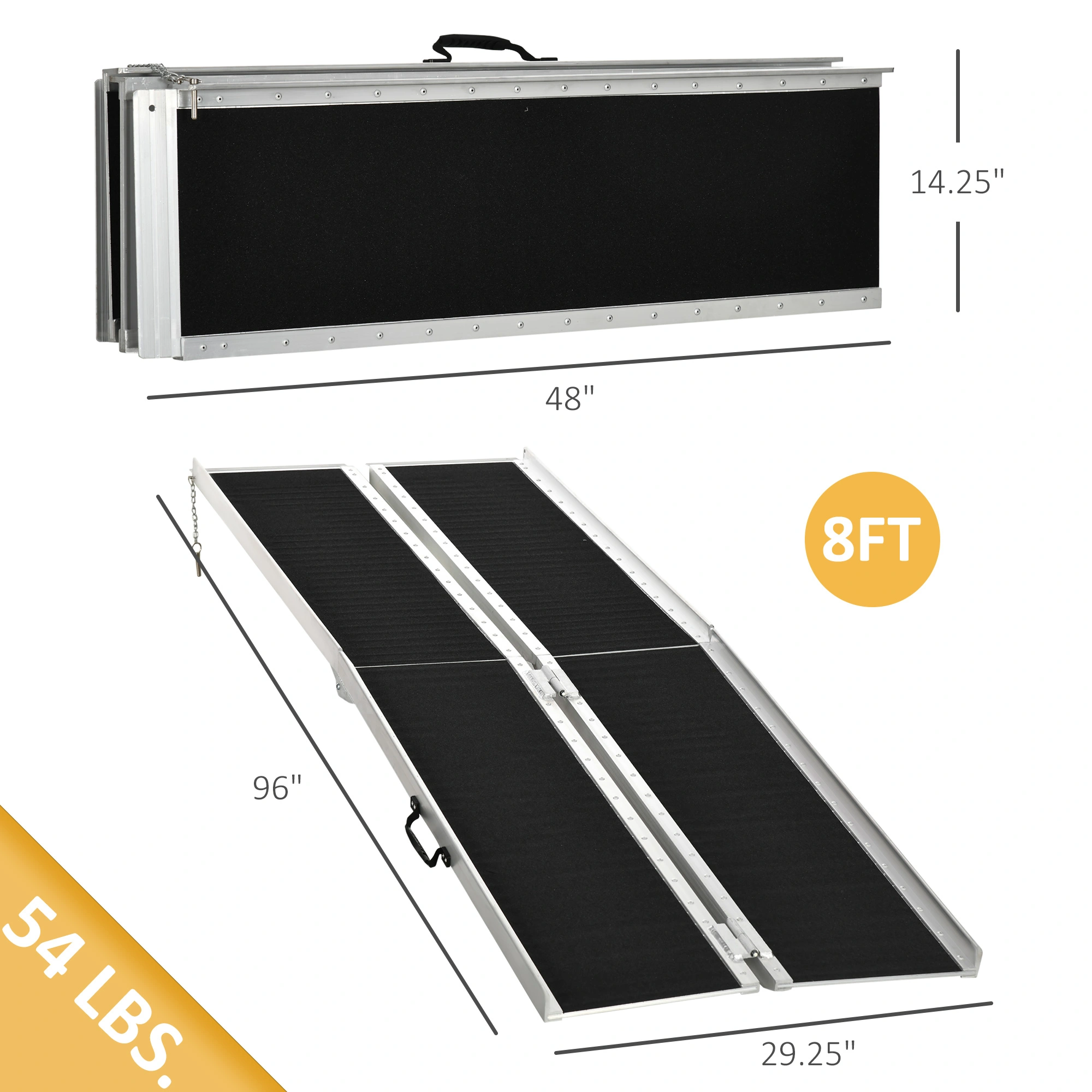 Portable Wheelchair Ramp - Non-Slip Aluminum Portable Ramp, Lightweight Foldable Access Ramp for Wheelchairs & Scooters view 2