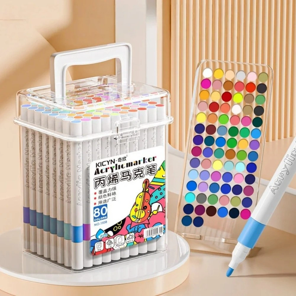 120pcs Acrylic marker for primary school students, washable and opaque, stackable color pen, waterproof barrel view 4