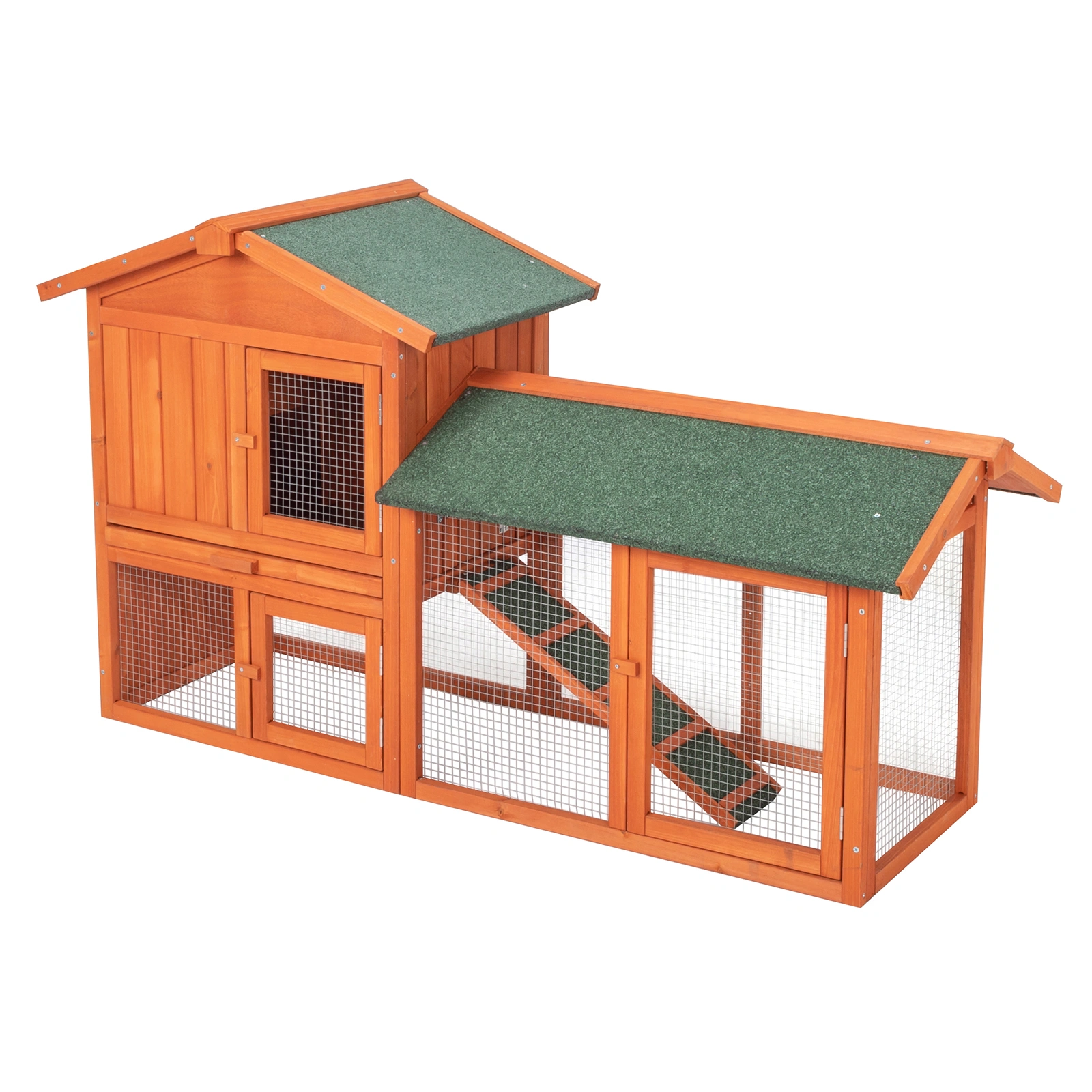 61" Wooden Chicken Coop Hen House with Ramp, Rabbit Hutch Poultry Cage for Indoor Outdoor Use