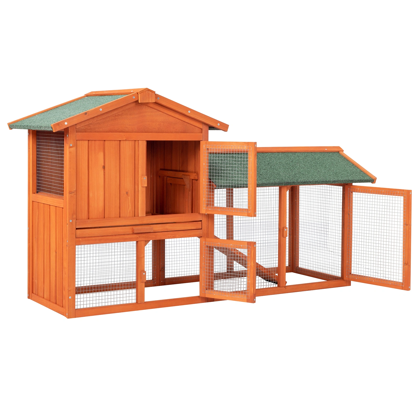 61" Wooden Chicken Coop Hen House with Ramp, Rabbit Hutch Poultry Cage for Indoor Outdoor Use view 11
