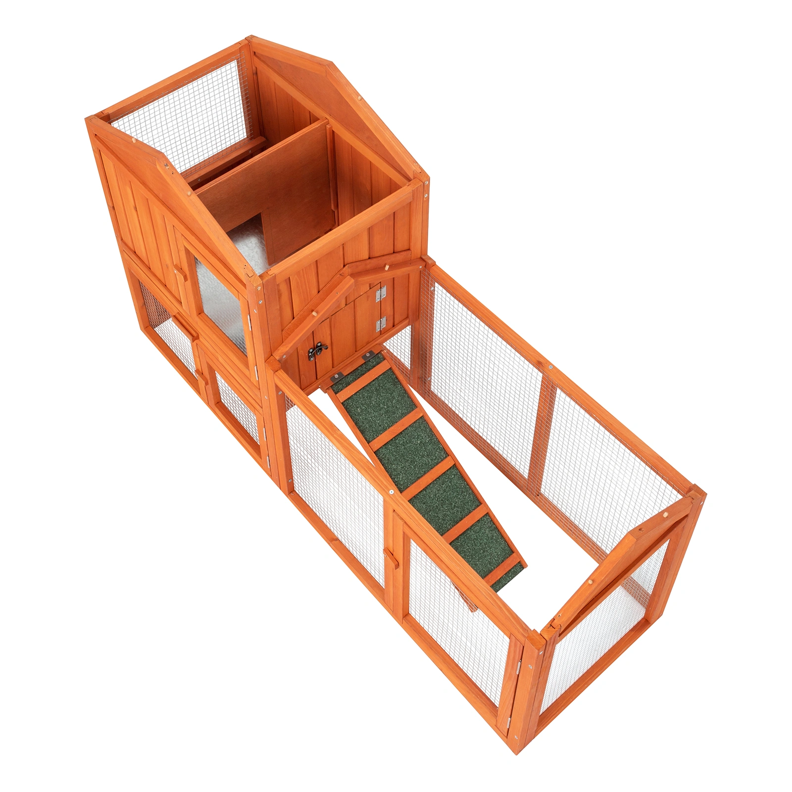 61" Wooden Chicken Coop Hen House with Ramp, Rabbit Hutch Poultry Cage for Indoor Outdoor Use view 7