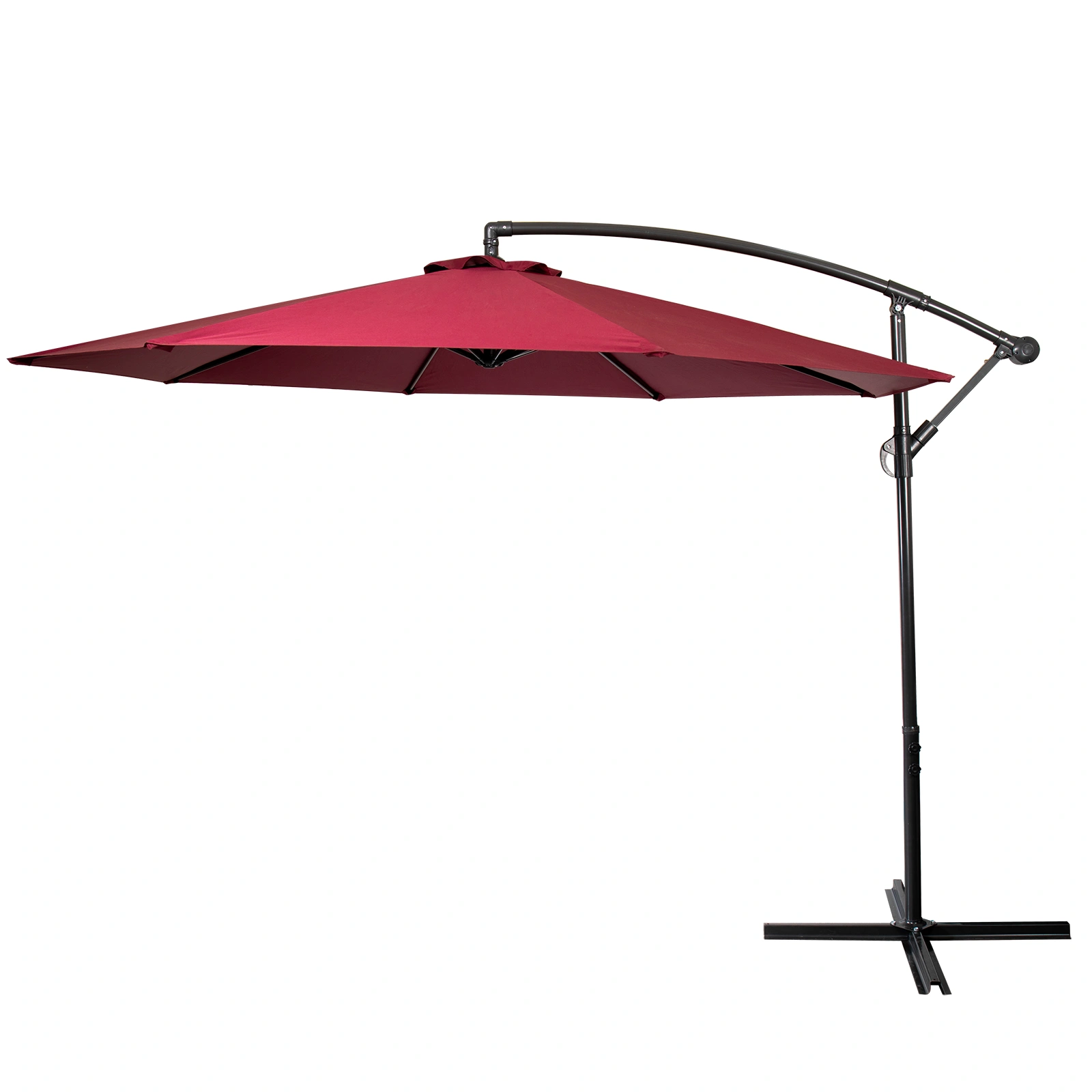 3m Garden Parasol Solar LED Patio Umbrella, 8 Rib Outdoor Sunshade Canopy with Crank Tilt UV Protection, Red